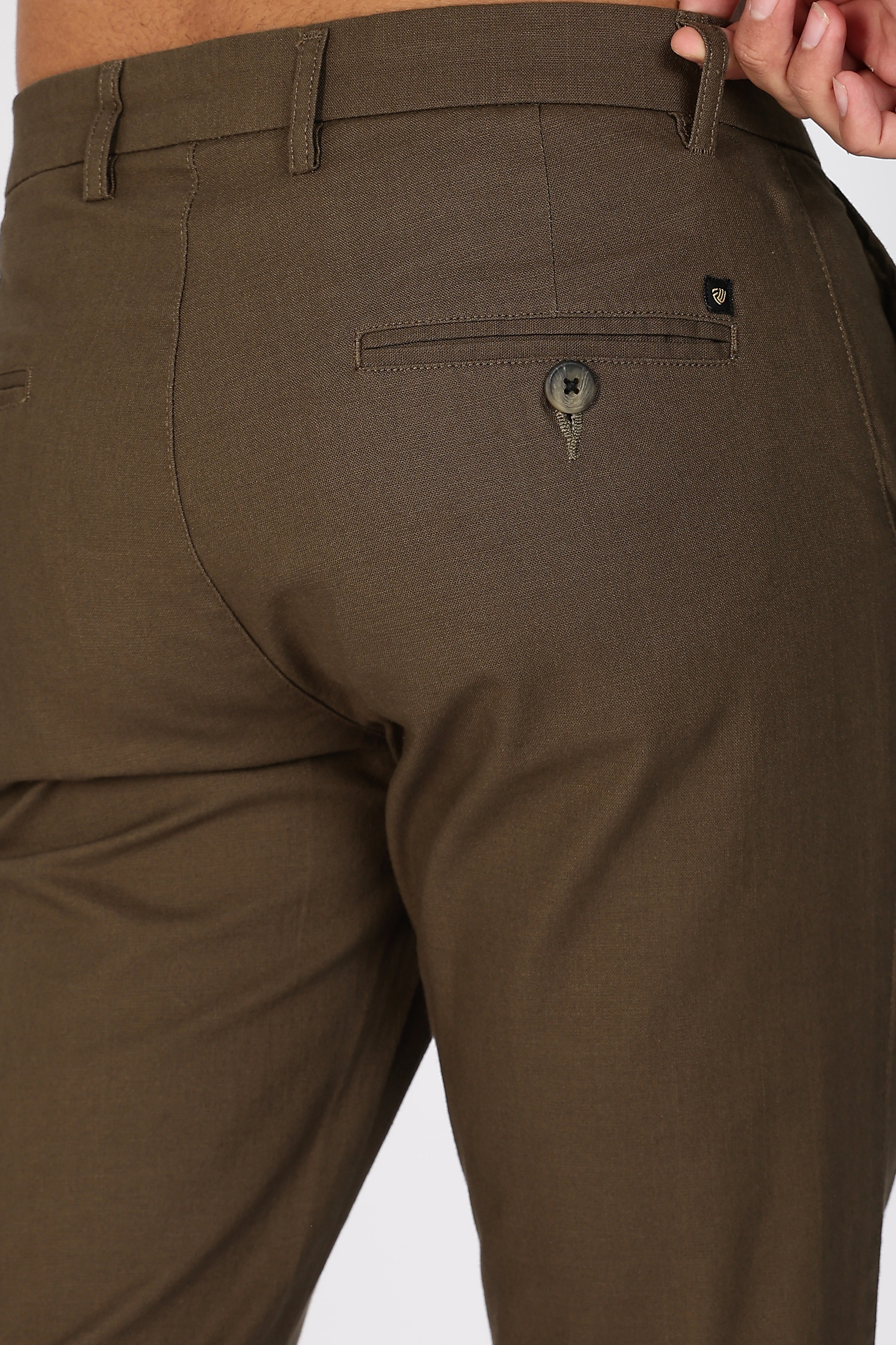 Brown Linen Polo Fit Trousers