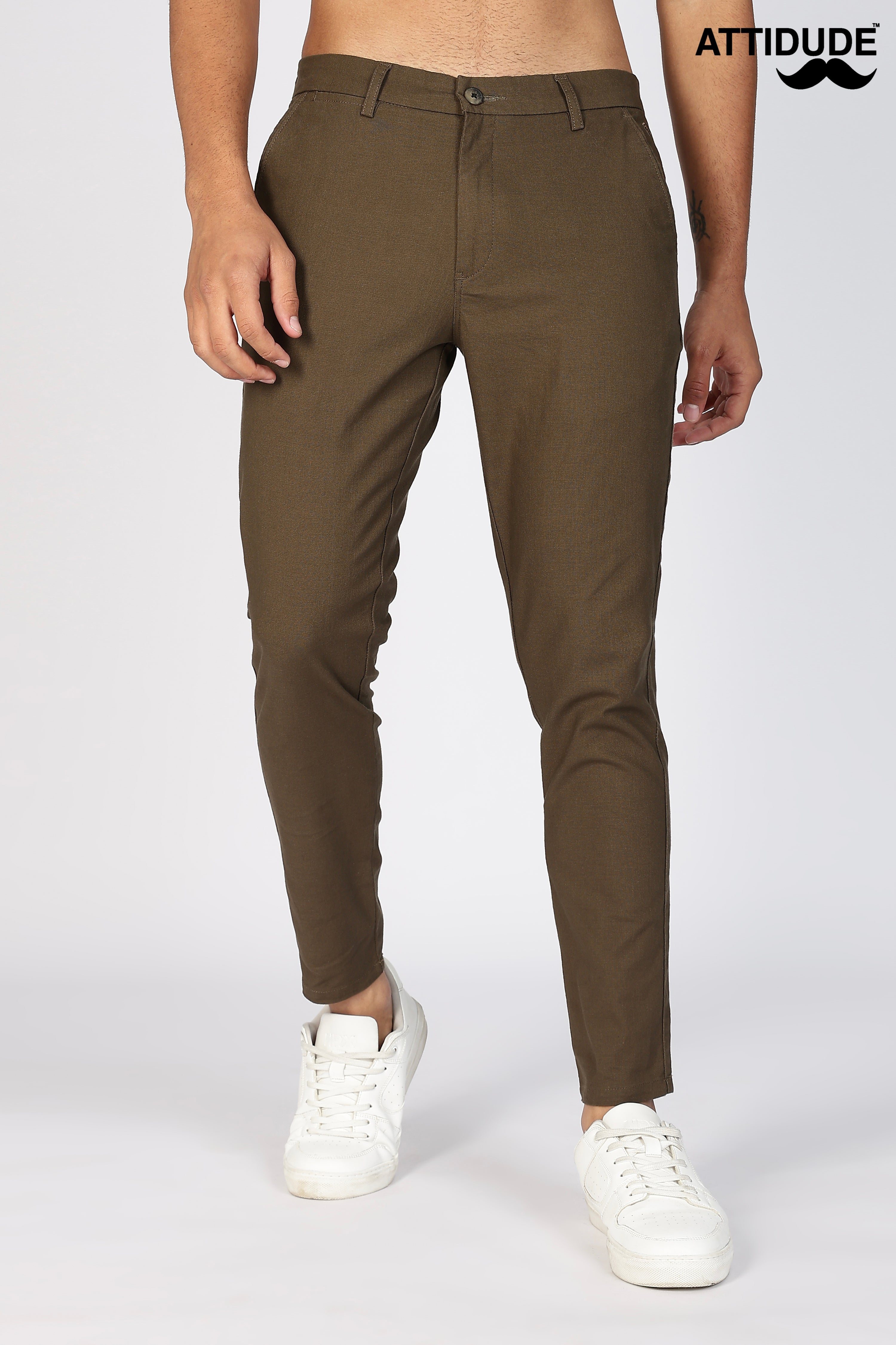 Brown Linen Polo Fit Trousers