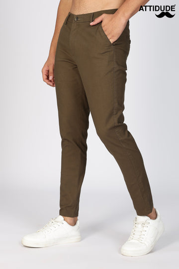 Brown Linen Polo Fit Trousers
