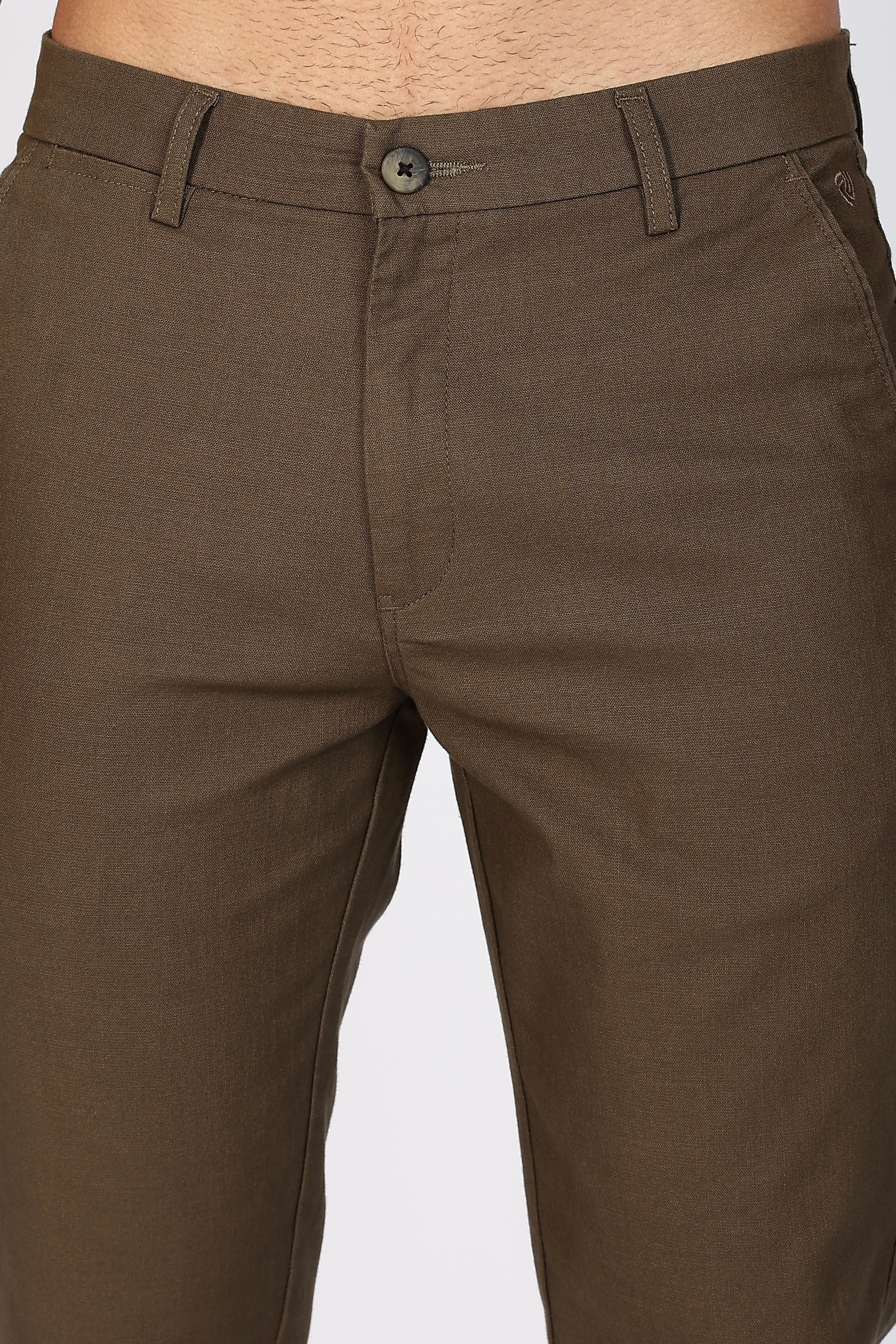 Brown Linen Polo Fit Trousers