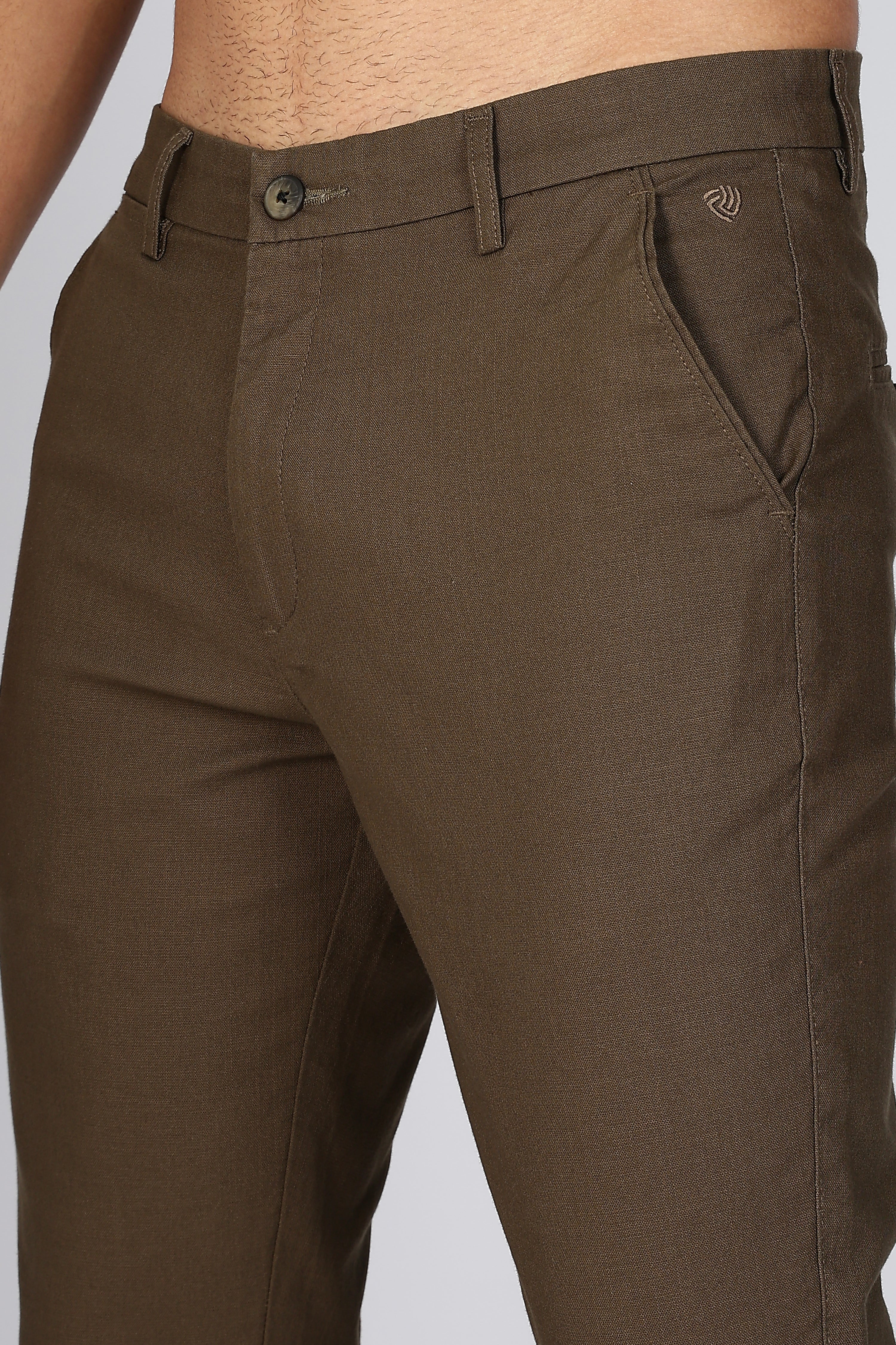 Brown Linen Polo Fit Trousers