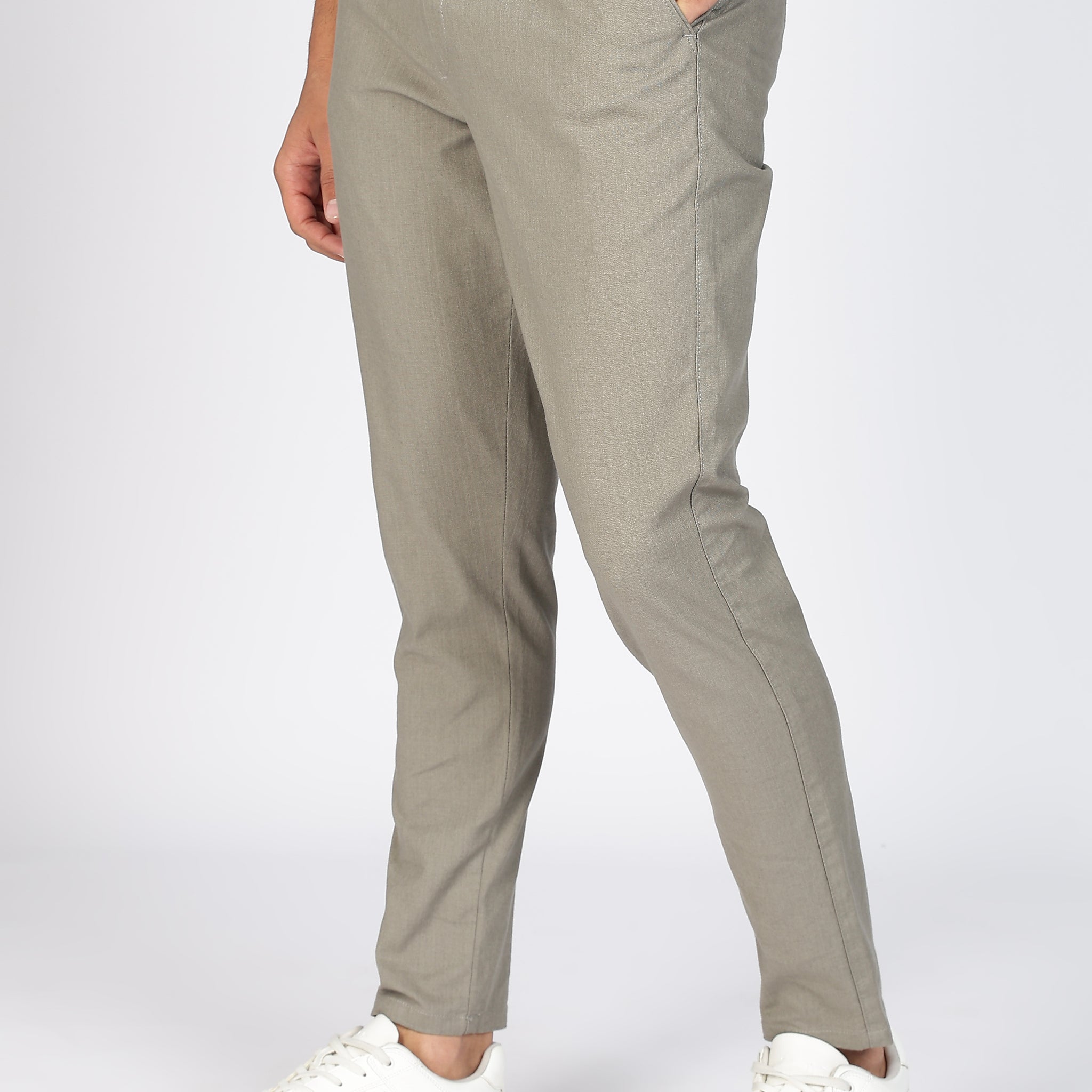 Grey Linen Polo Fit Trousers (Article B0315)
