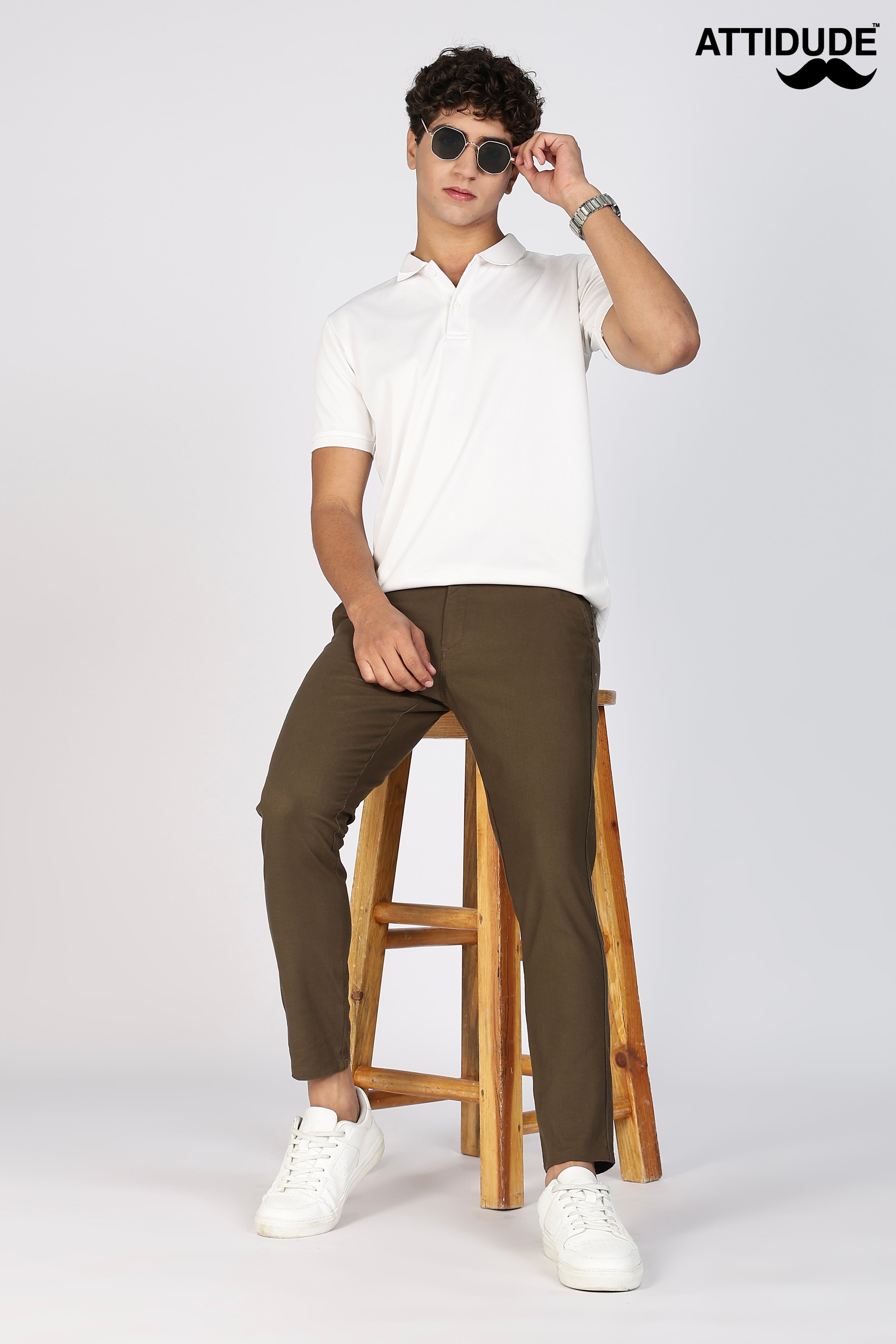 Brown Linen Polo Fit Trousers
