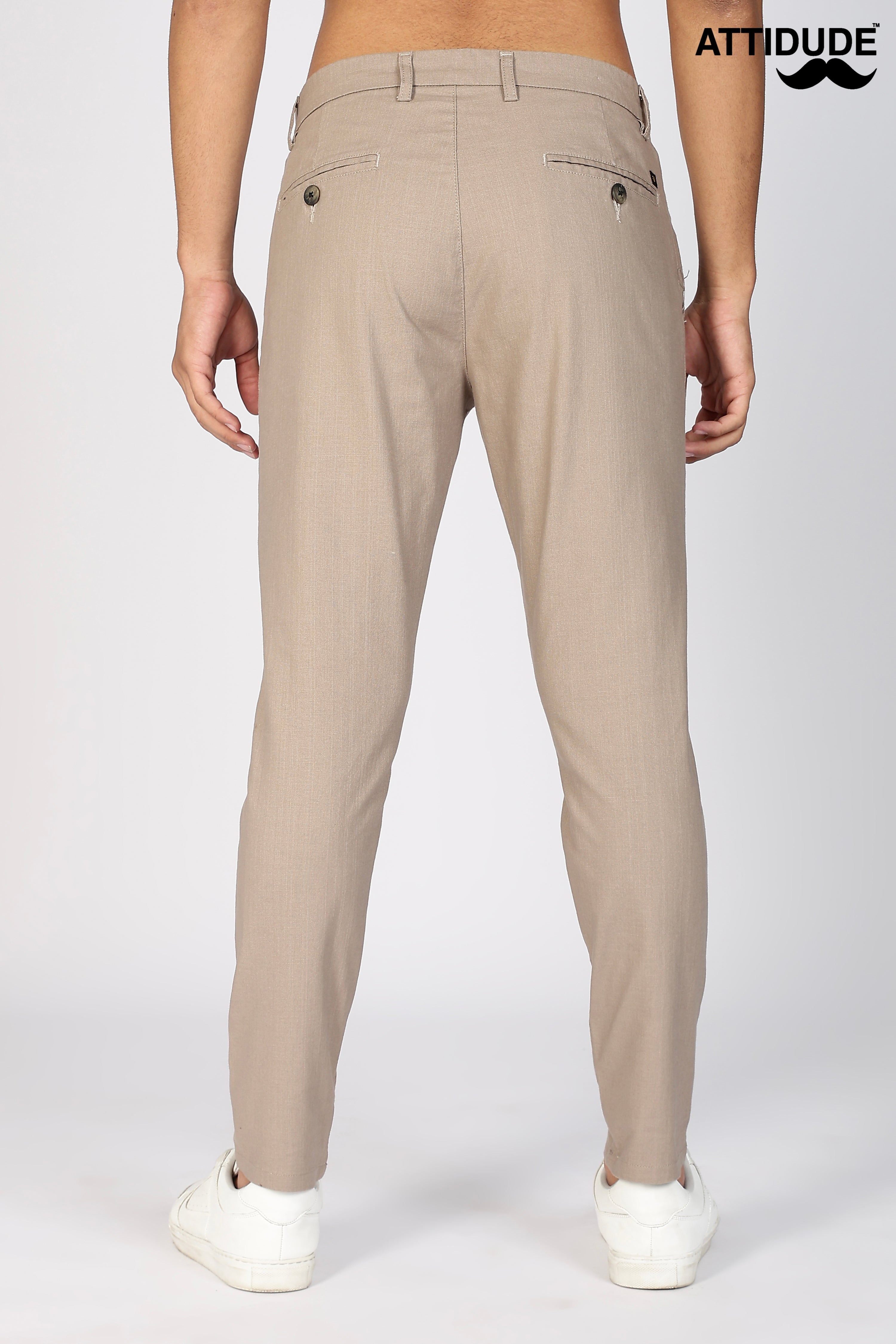Beige Linen Polo Fit Trousers