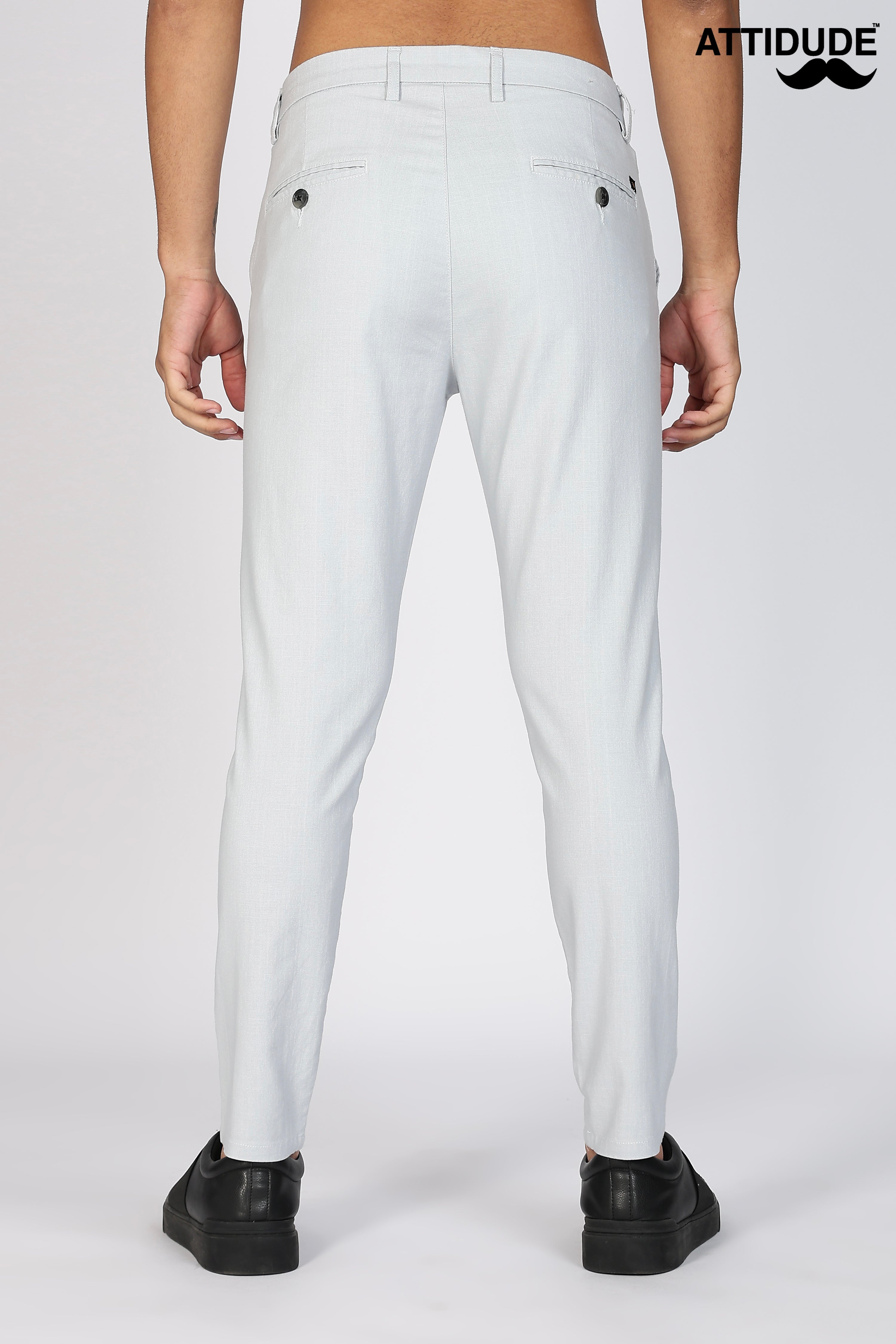 Light Grey Linen Polo Fit Trousers