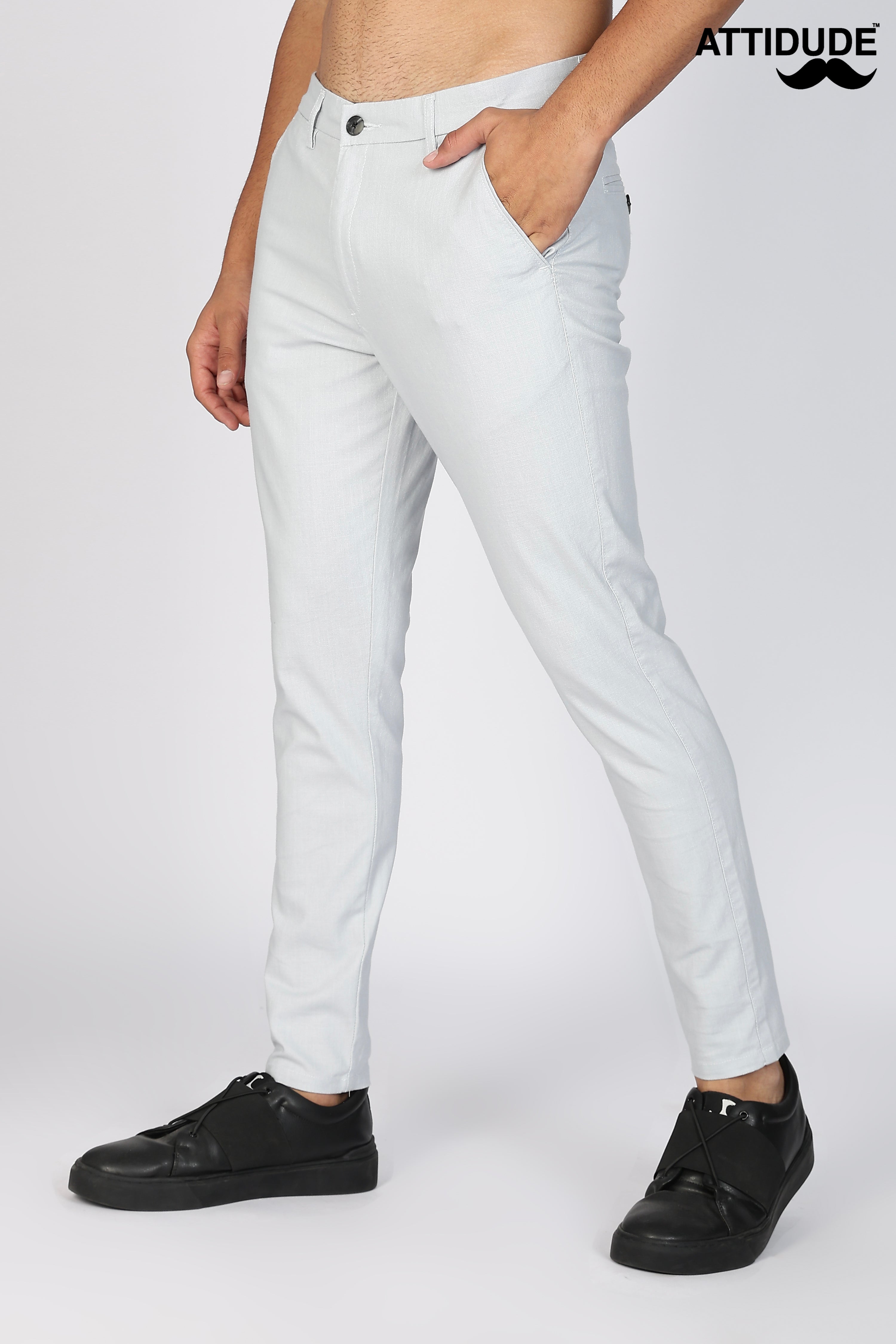 Light Grey Linen Polo Fit Trousers