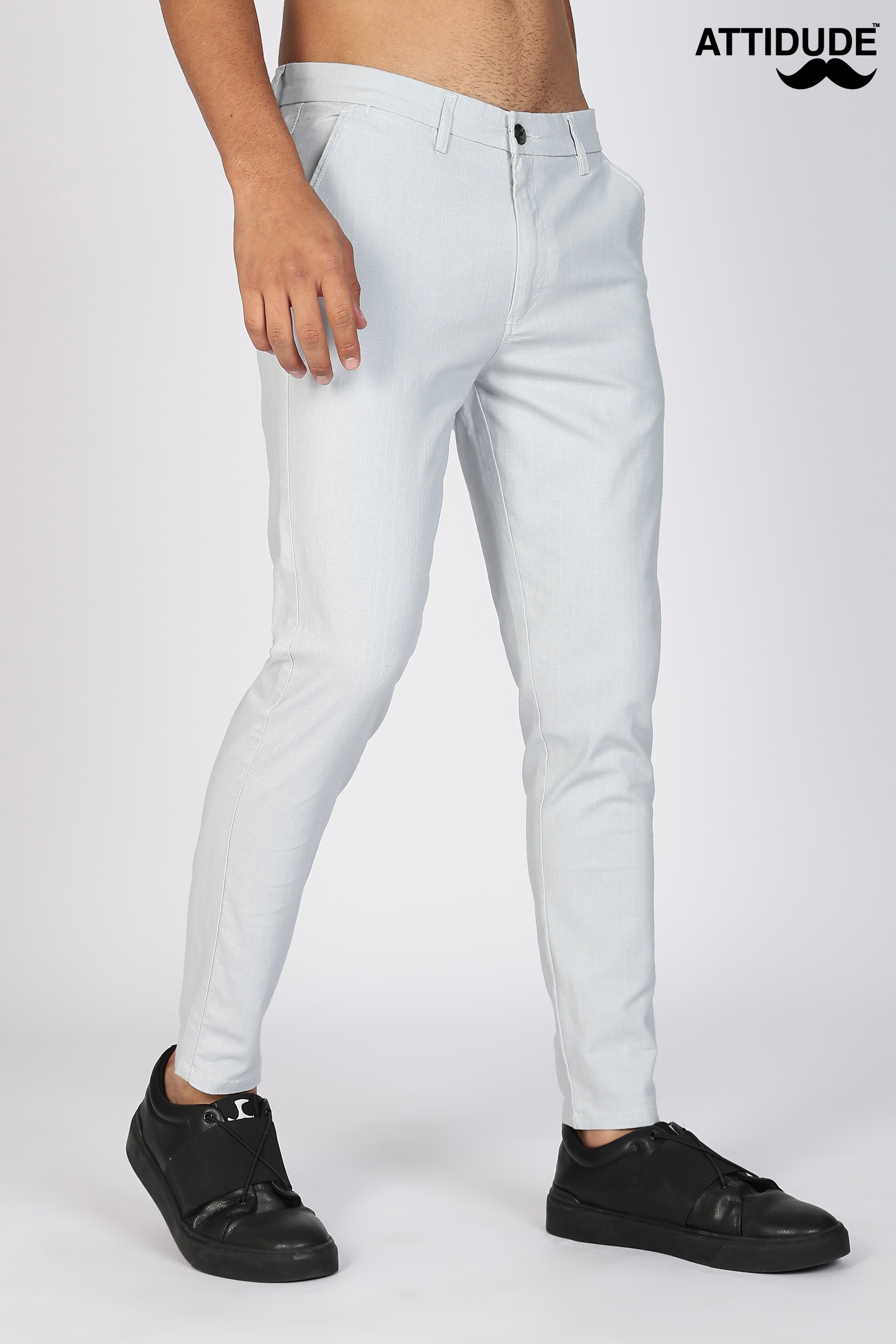 Light Grey Linen Polo Fit Trousers