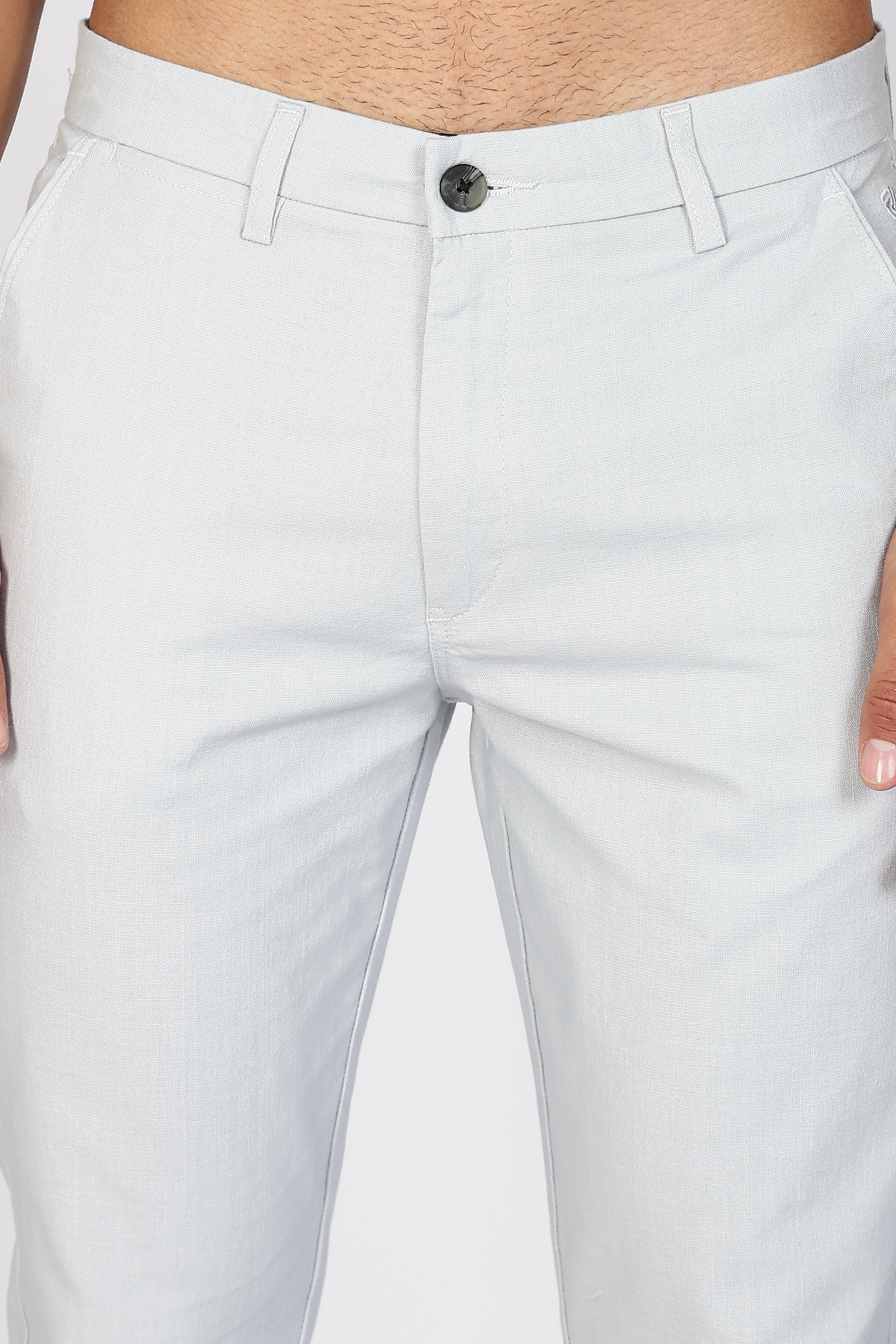 Light Grey Linen Polo Fit Trousers