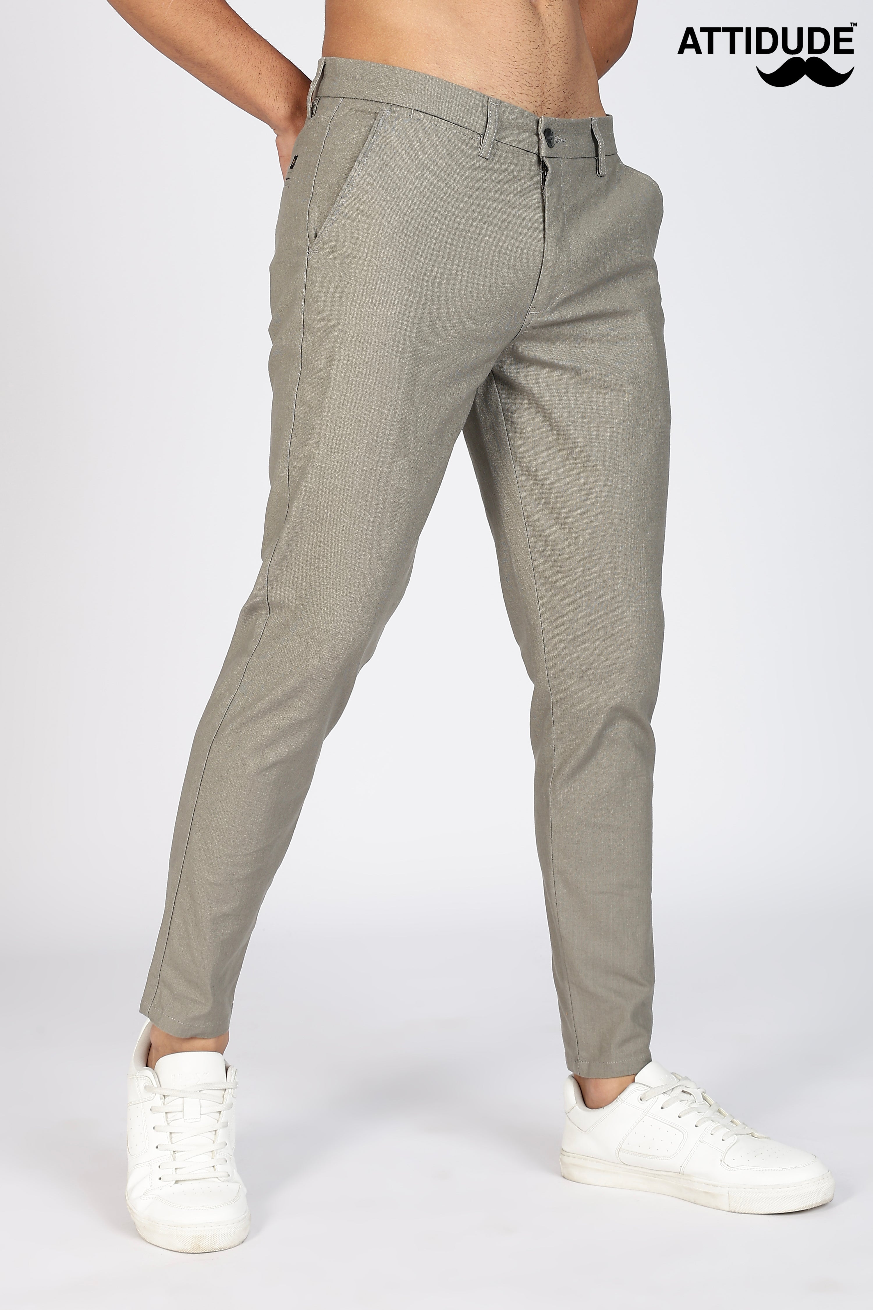 Grey Linen Polo Fit Trousers
