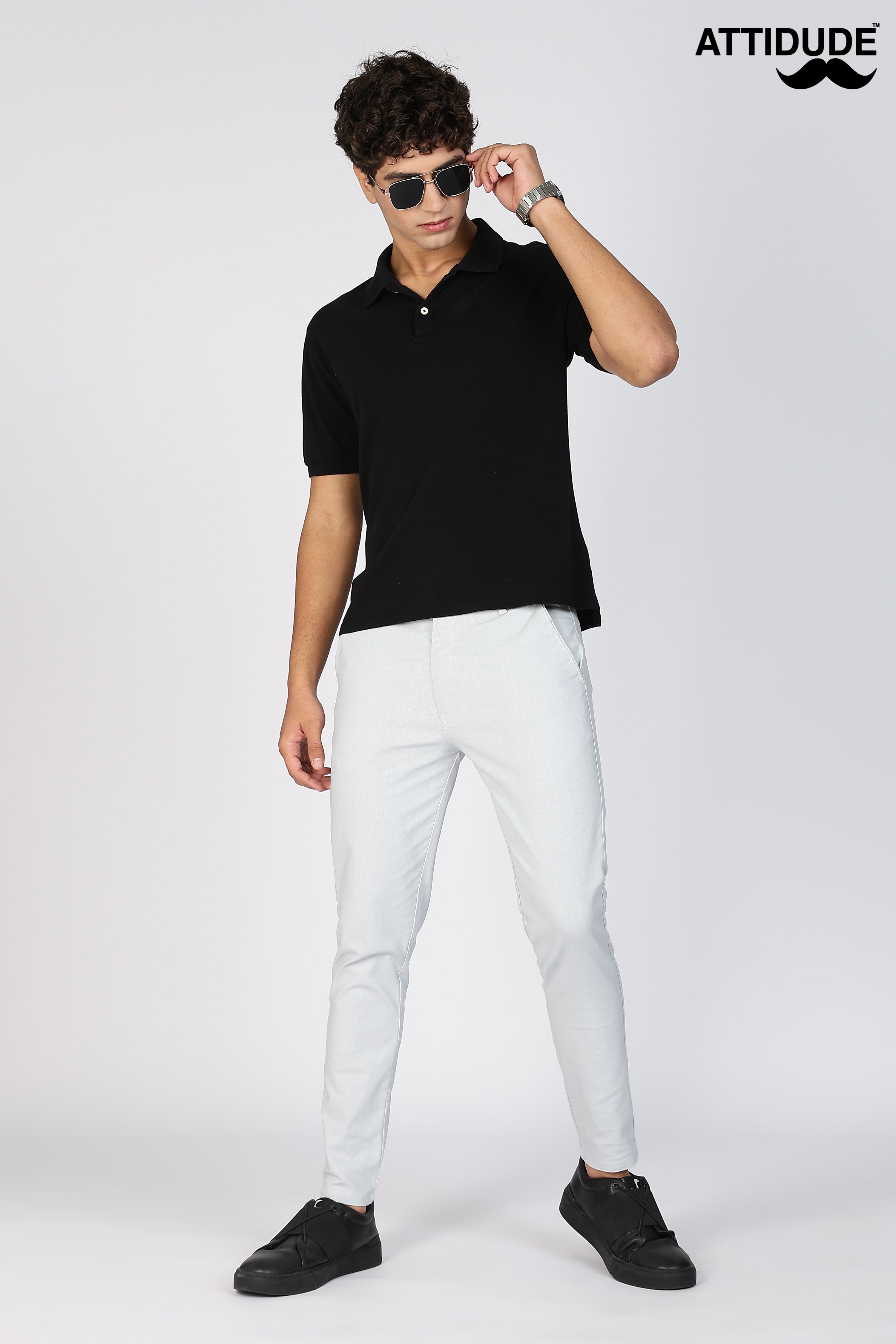 Light Grey Linen Polo Fit Trousers