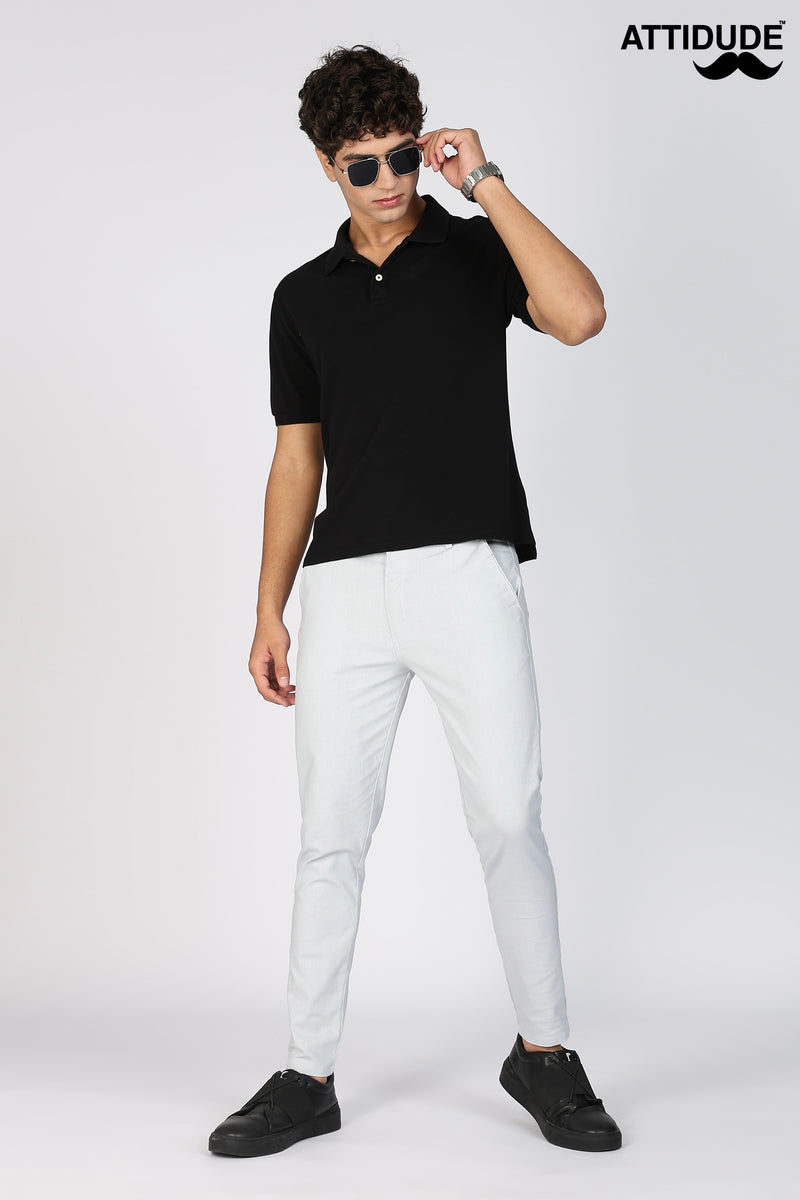 Light Grey Linen Polo Fit Trousers