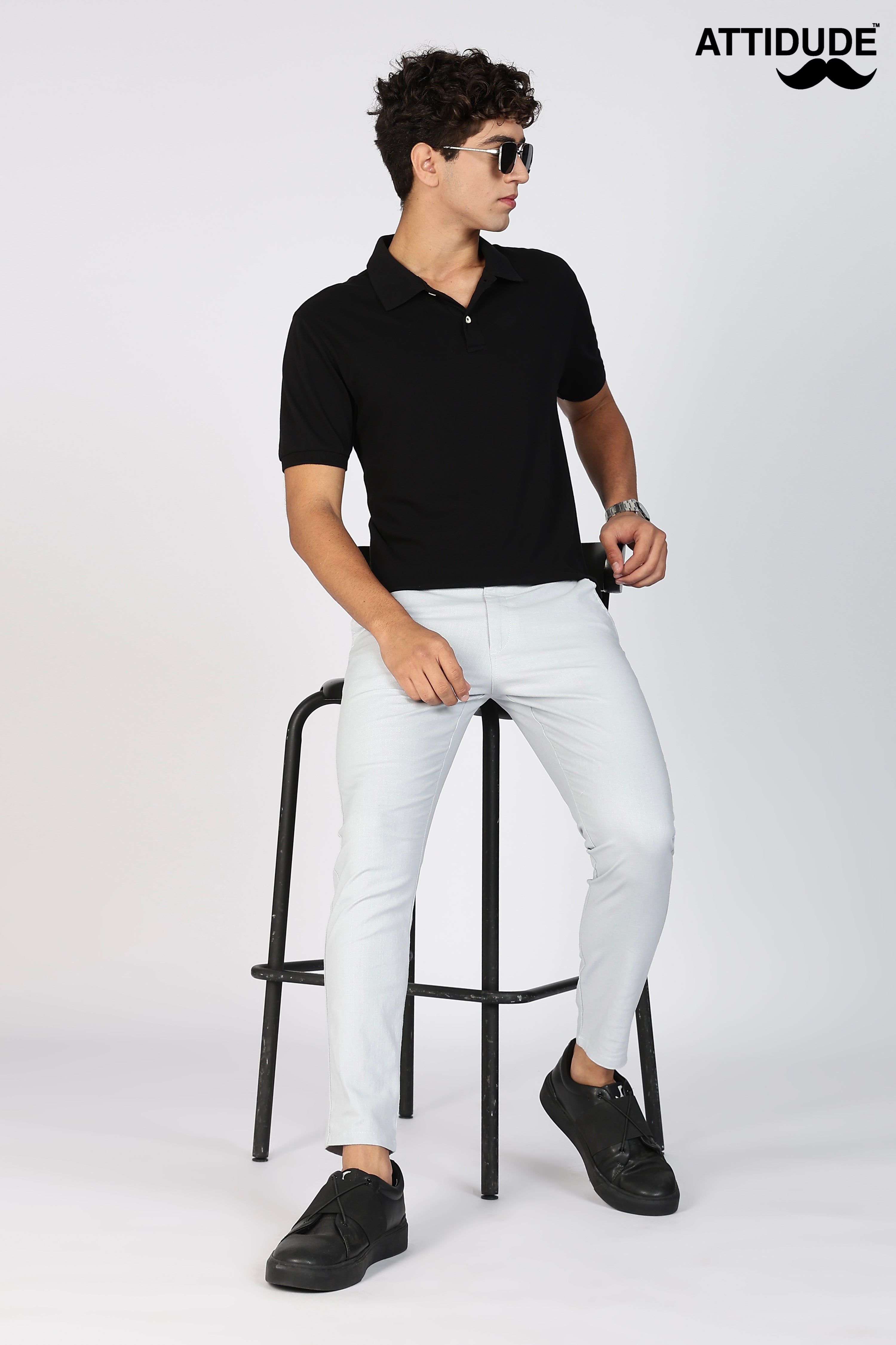 Light Grey Linen Polo Fit Trousers