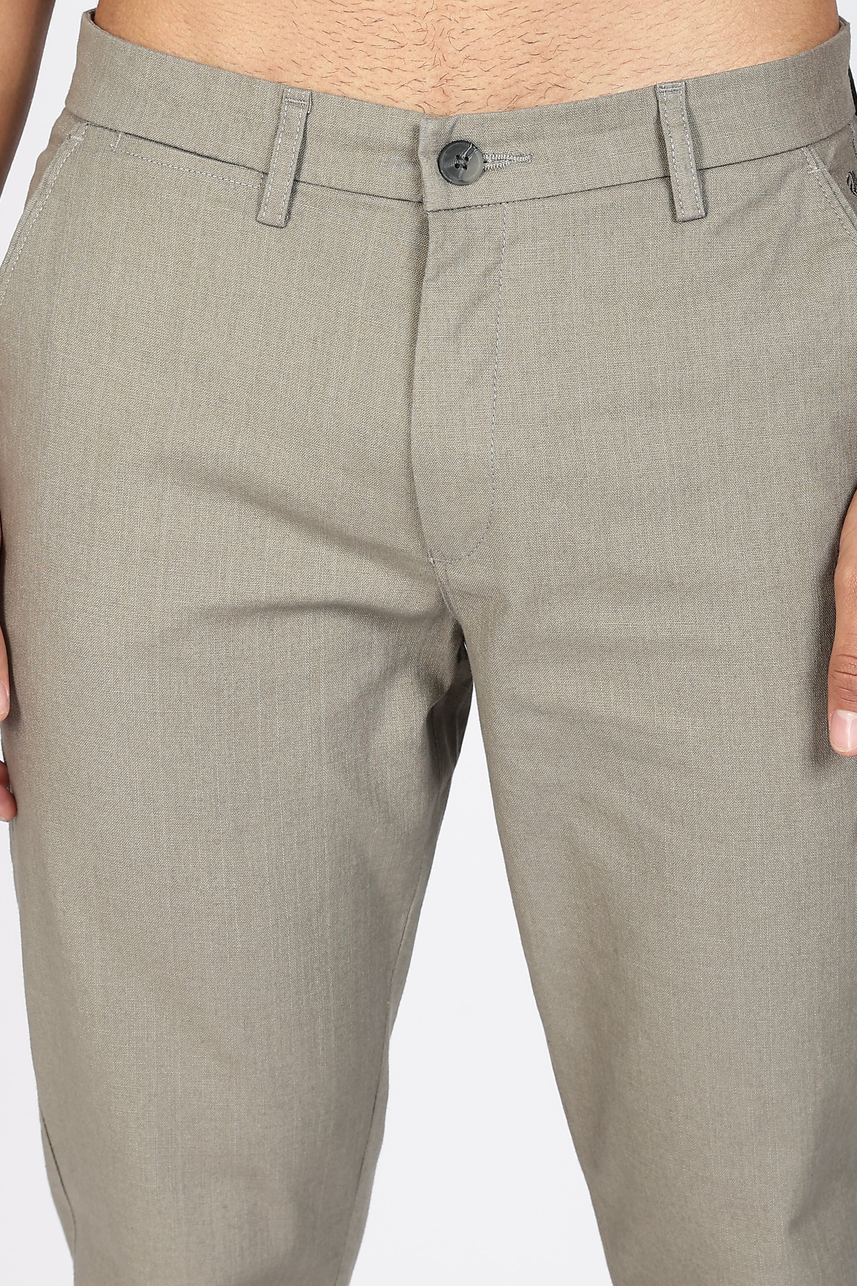 Grey Linen Polo Fit Trousers