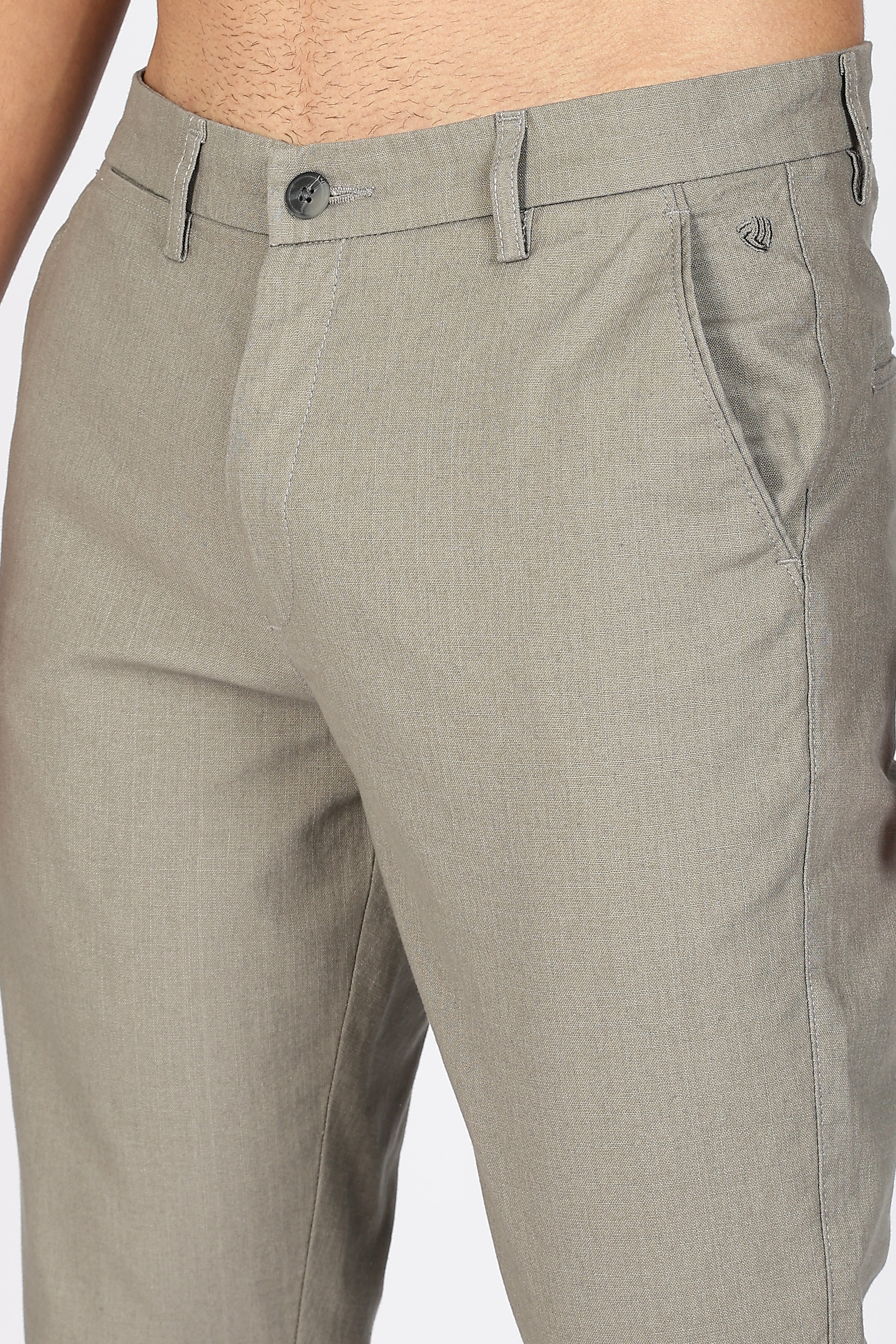 Grey Linen Polo Fit Trousers