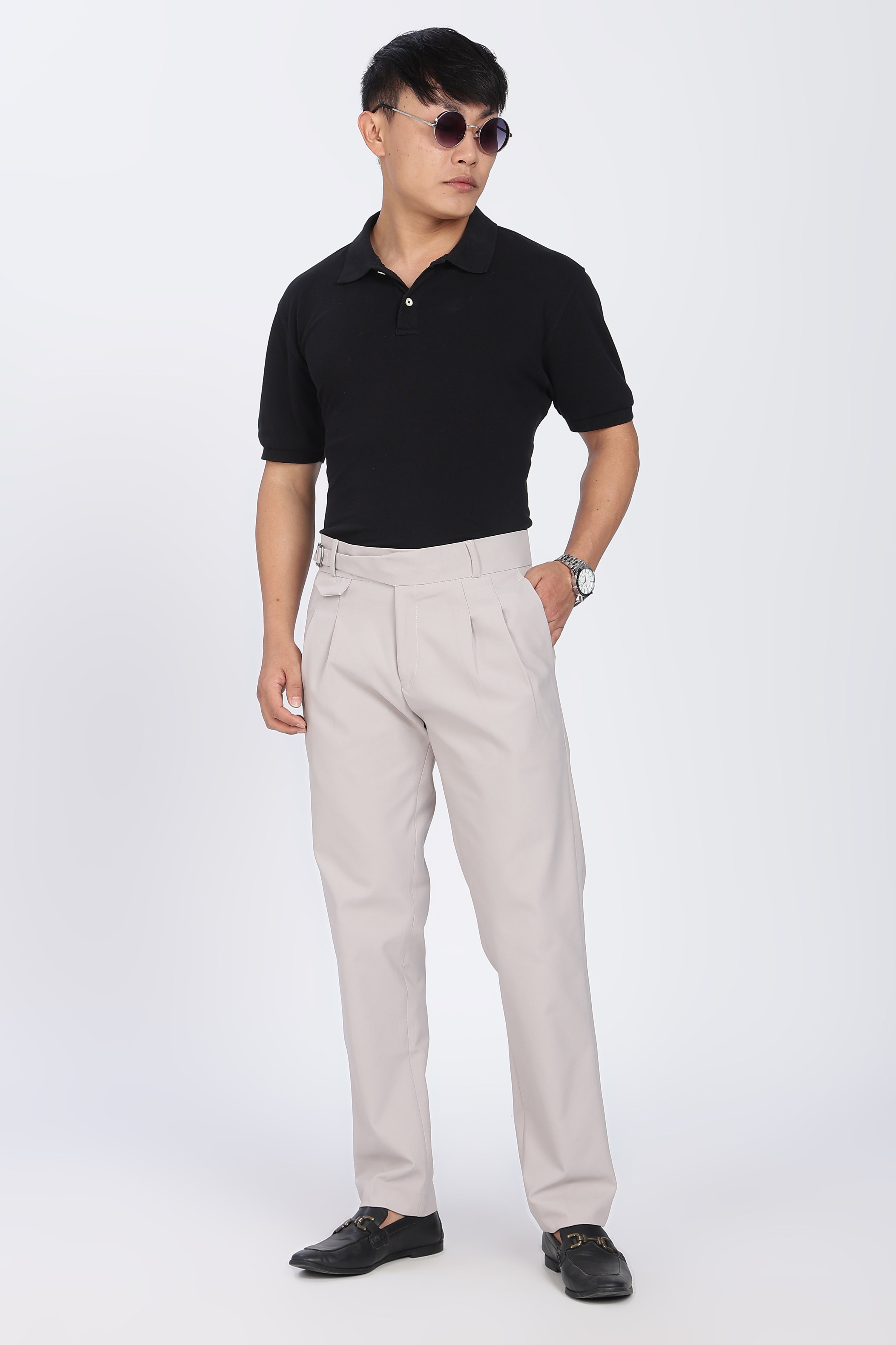 Single Gurkha Tailored Pants – Light Grey