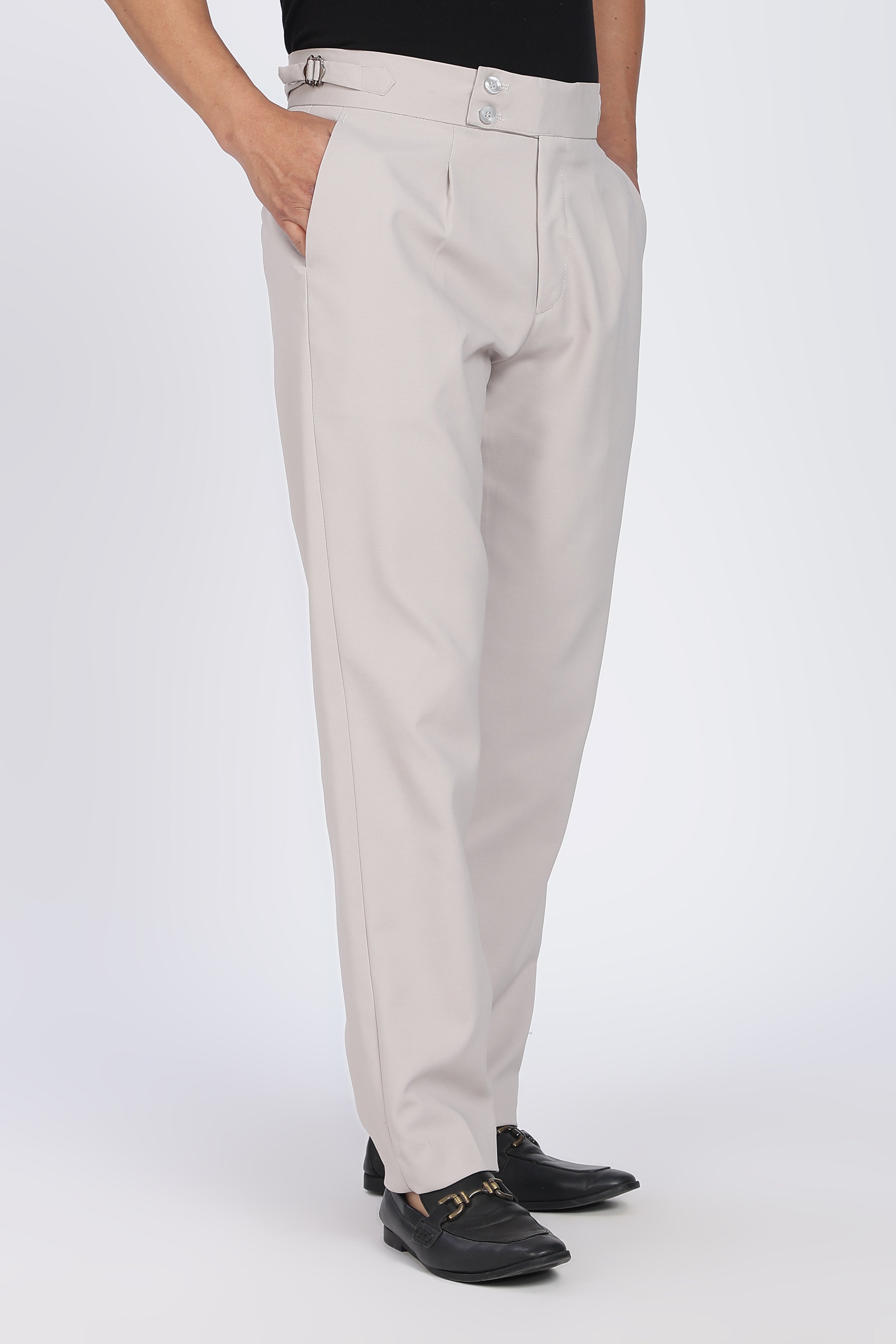 Double Gurkha Tailored Pants – Light Grey