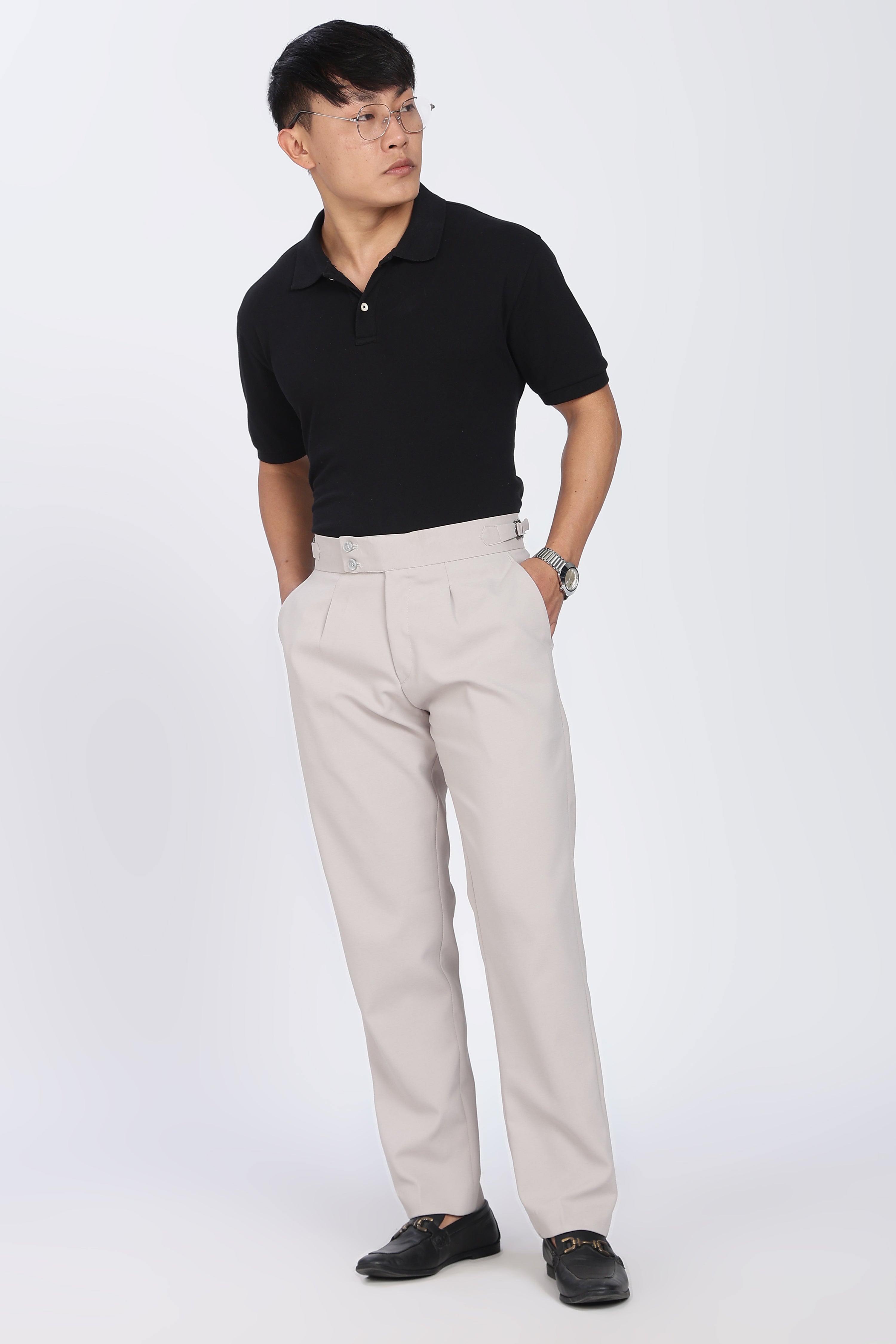 Double Gurkha Tailored Pants – Light Grey