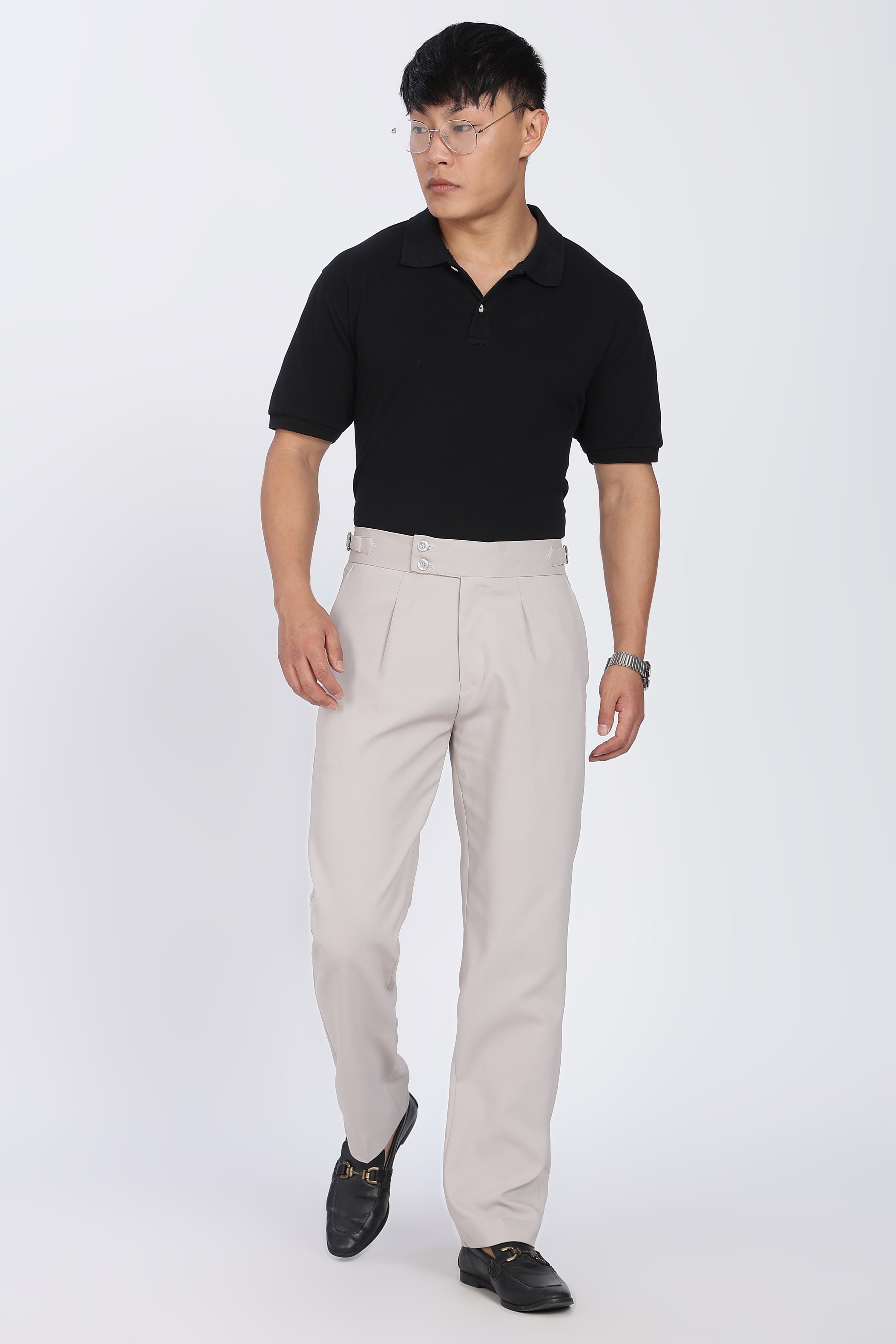 Double Gurkha Tailored Pants – Light Grey