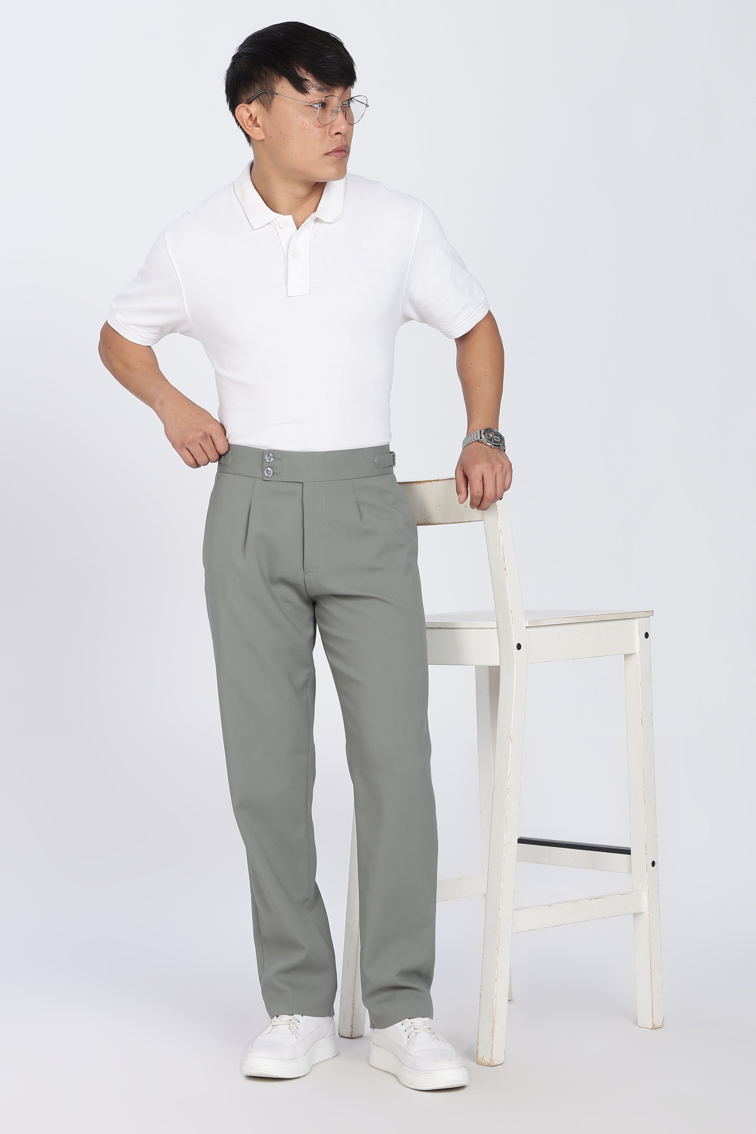 Double Gurkha Tailored Pants – Sage Green