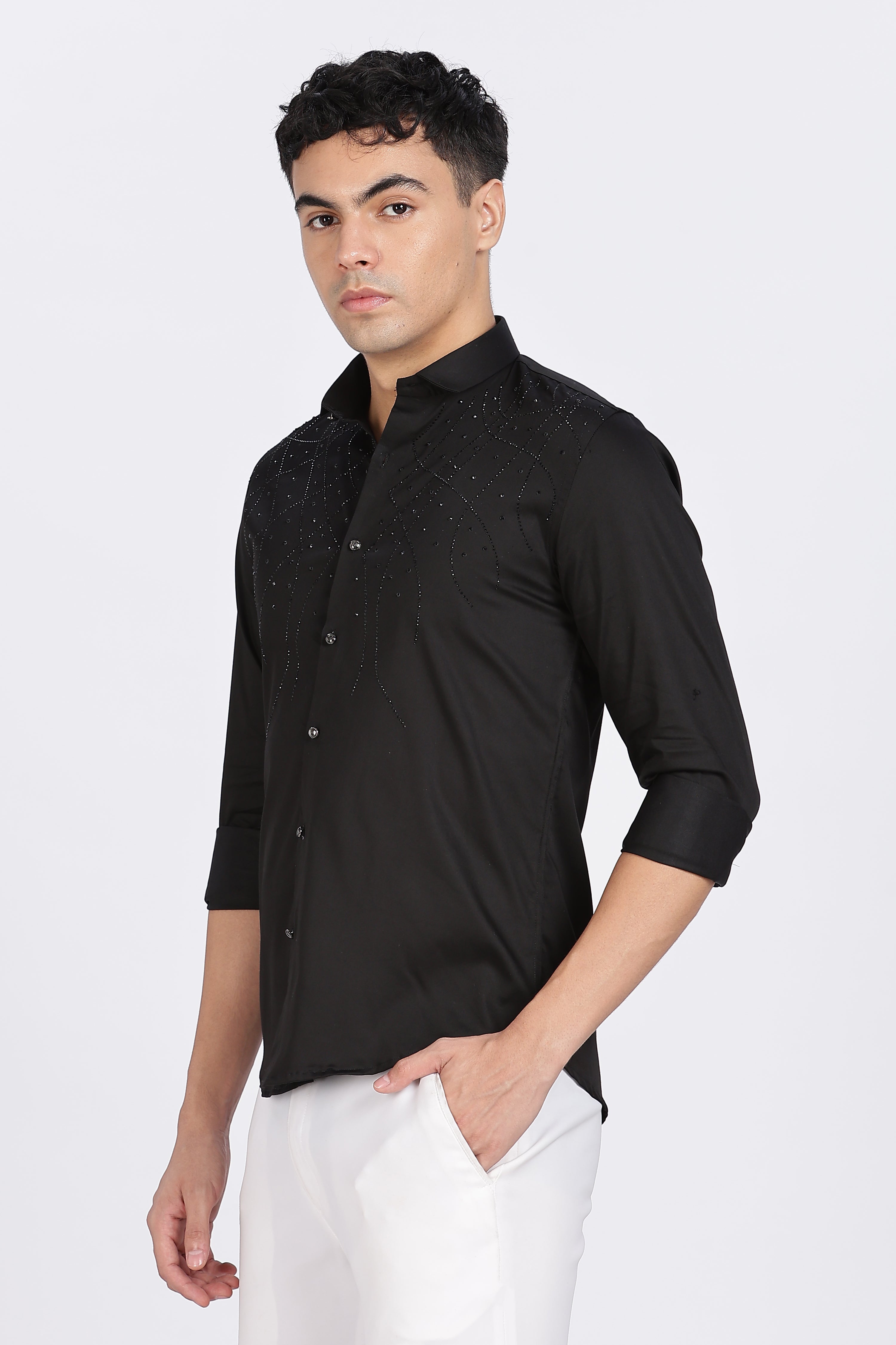 Black Galaxy-Designer Full Sleeve Shirt