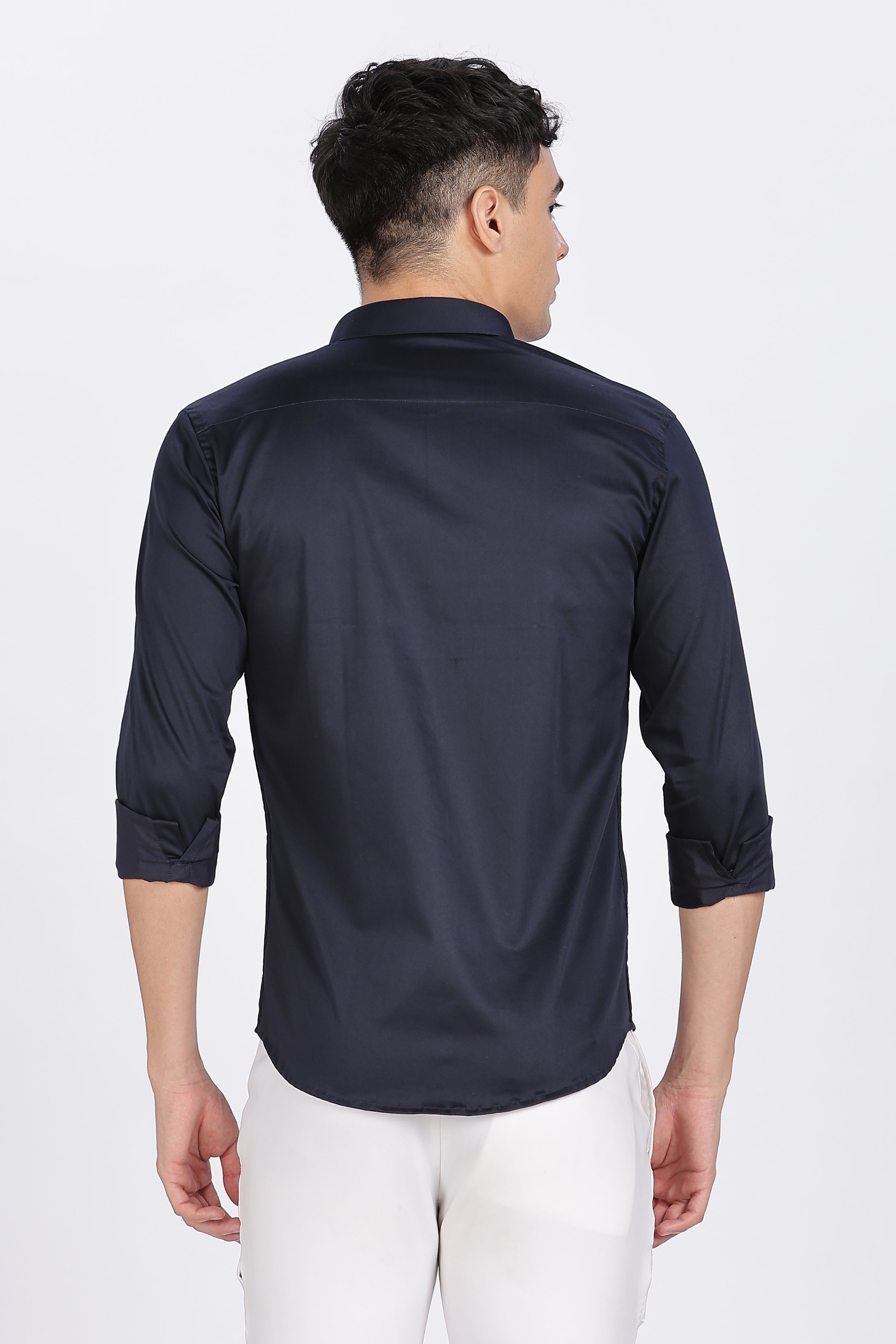 Navy blue Sparkly Beaded Full Sleeve Shirt