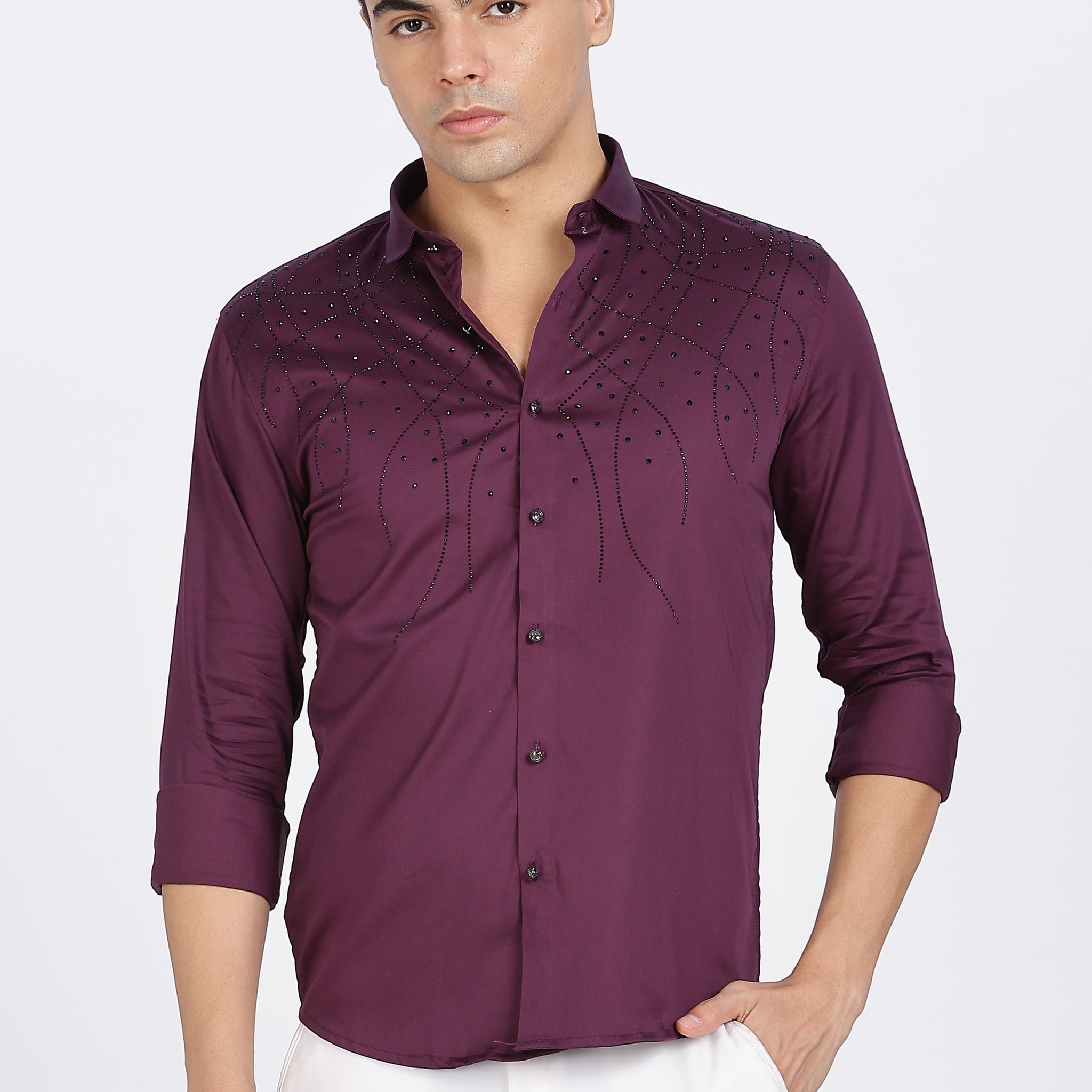 Purple Galaxy-Designer Full Sleeve Shirt (Article B0298)