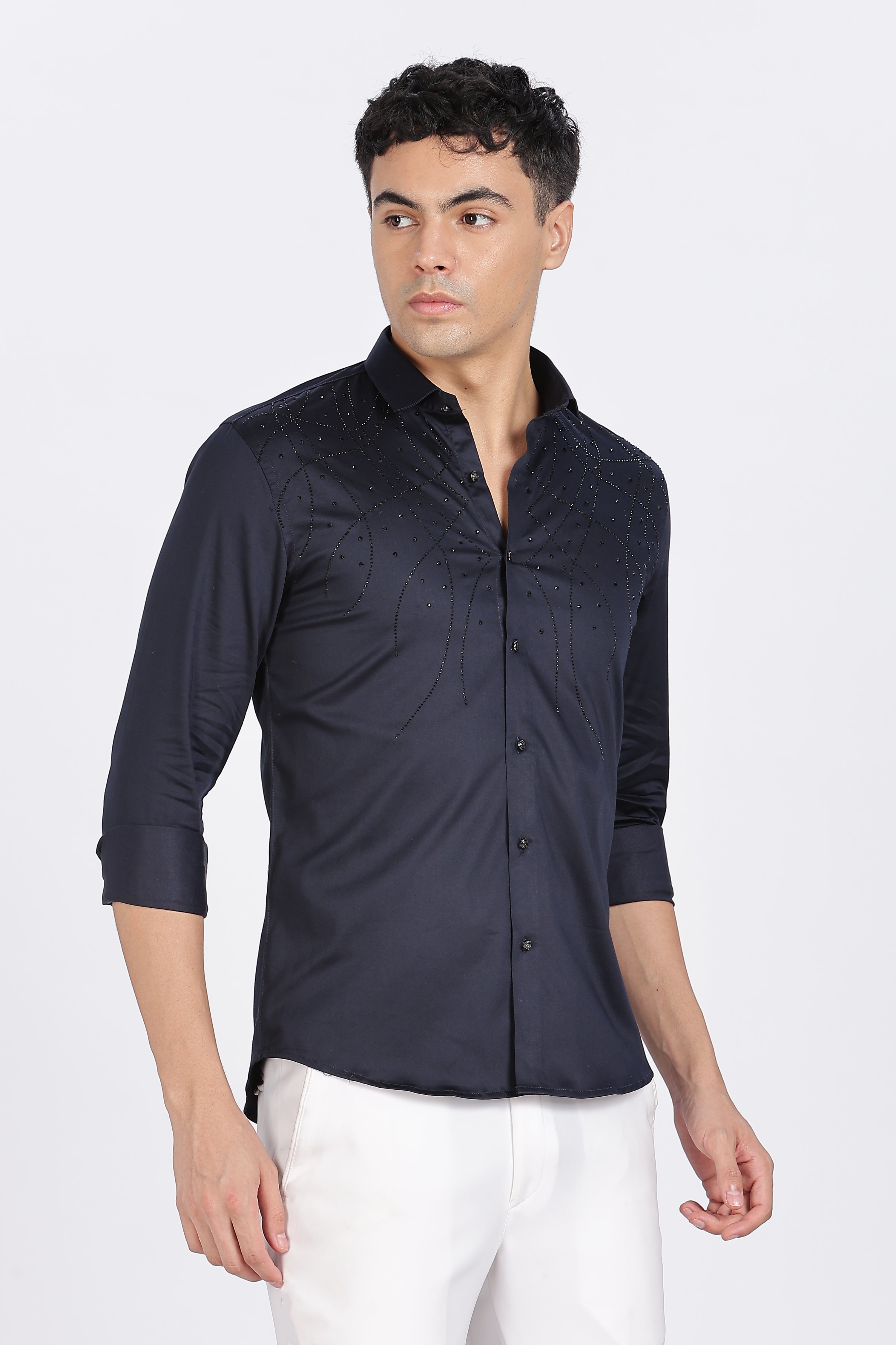 Navy Blue Galaxy-Designer Full Sleeve Shirt