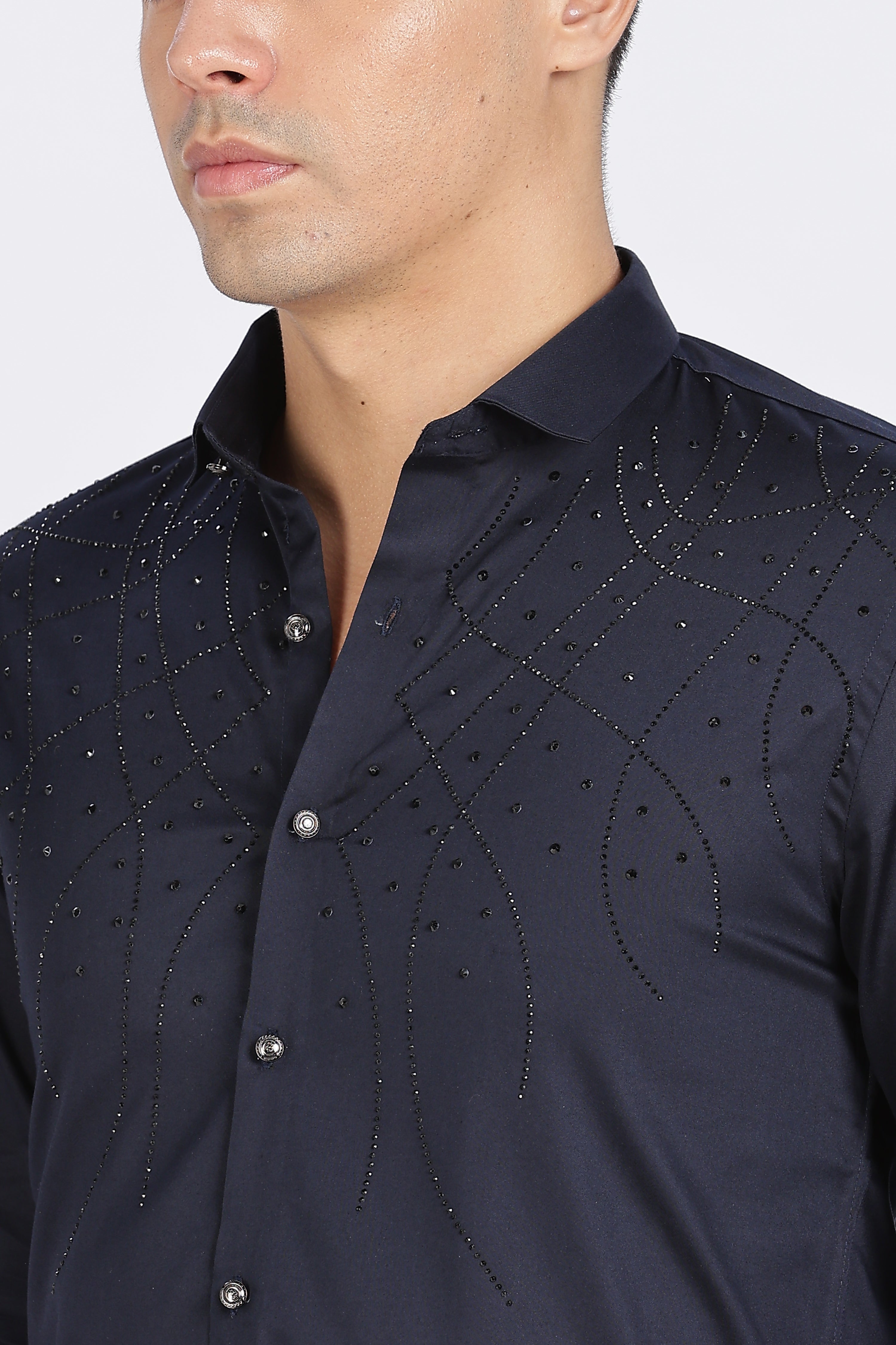 Navy Blue Galaxy-Designer Full Sleeve Shirt