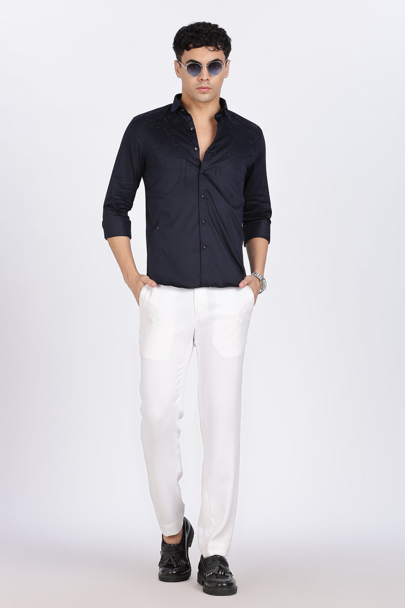 Navy Blue Galaxy-Designer Full Sleeve Shirt