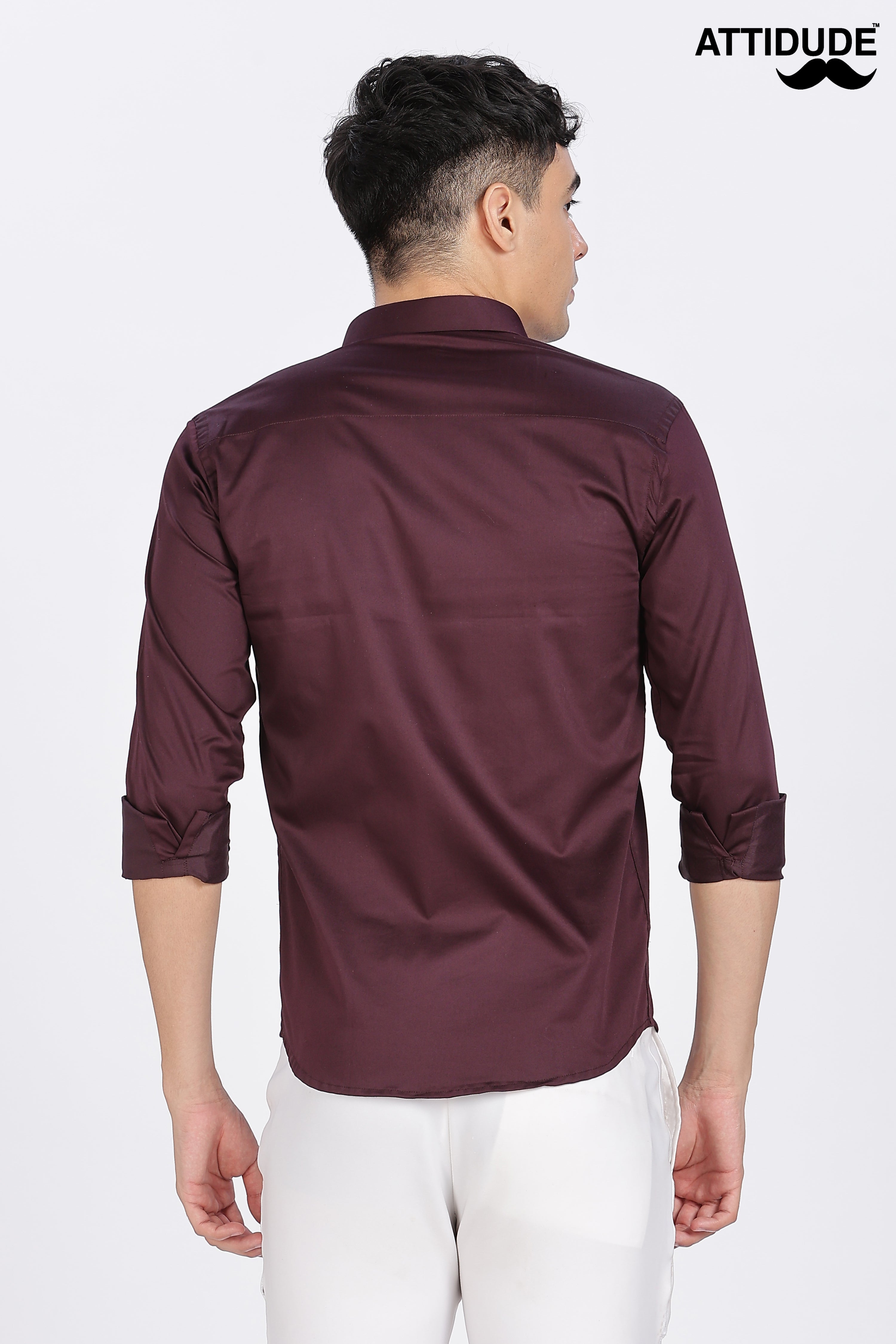 Maroon Stoned Full Sleeve Stoned Shirt