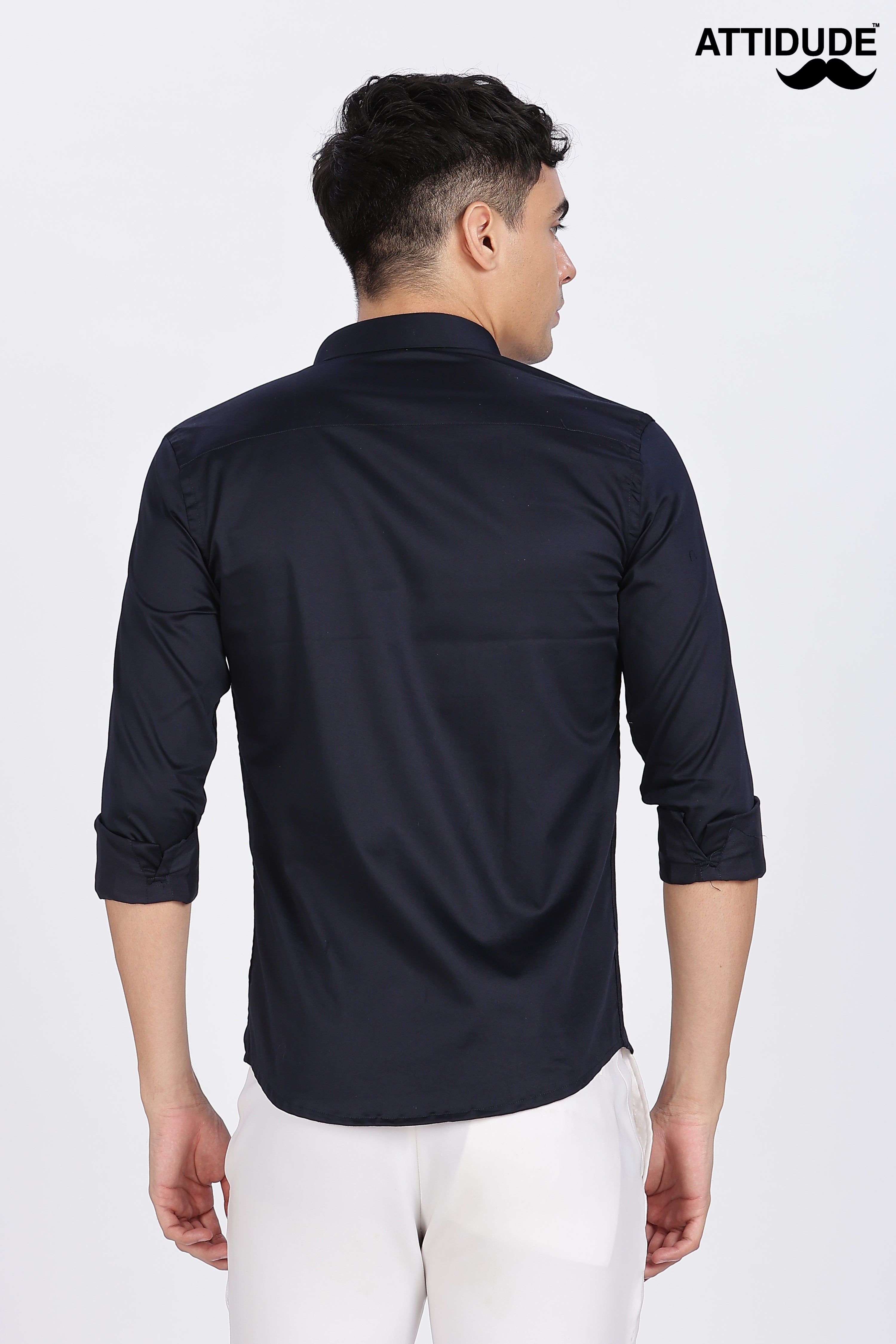 Navy Blue Dazzle Golden Accents Party wear Shirt