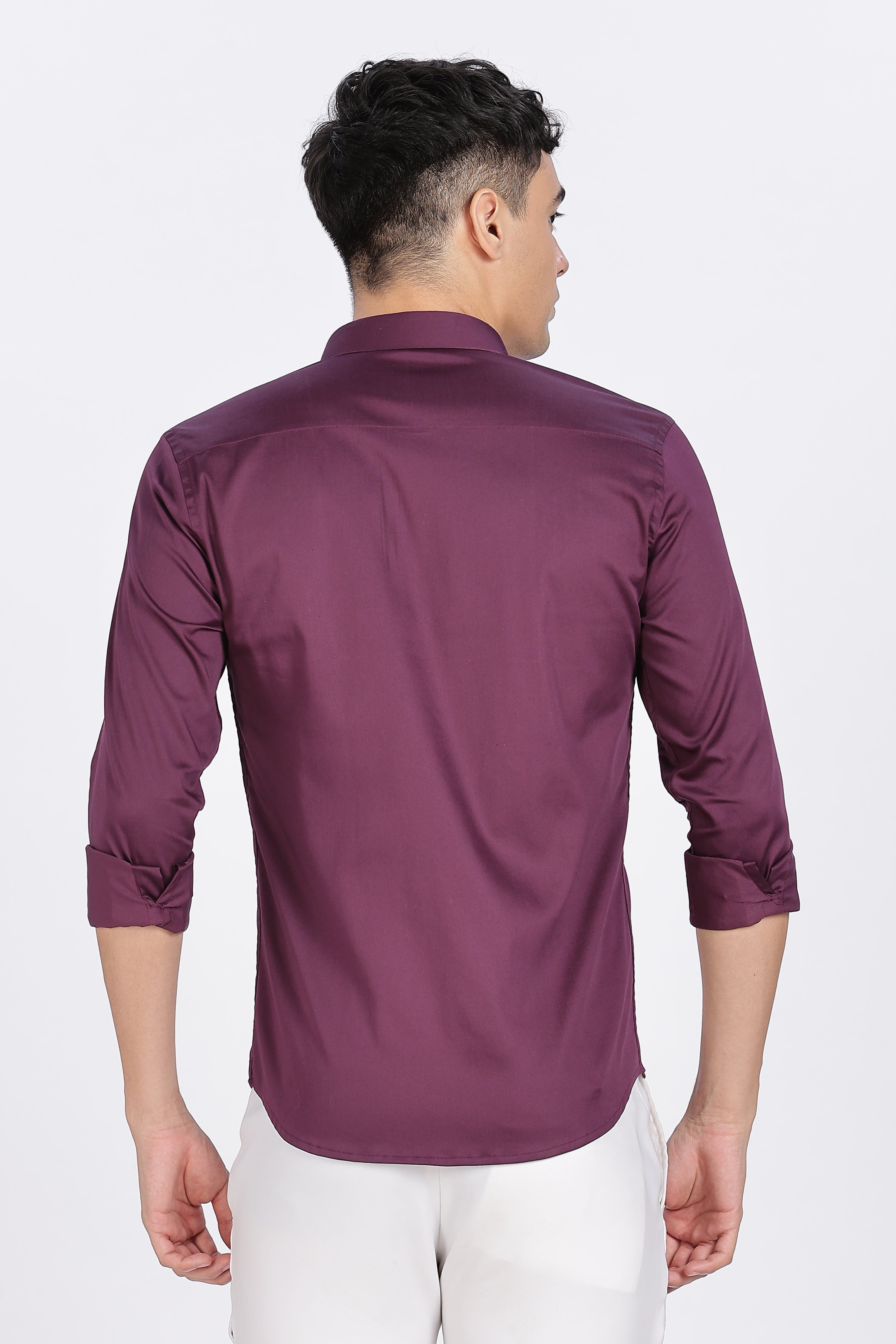 Burgundy Sparkly Beaded Full Sleeve Shirt