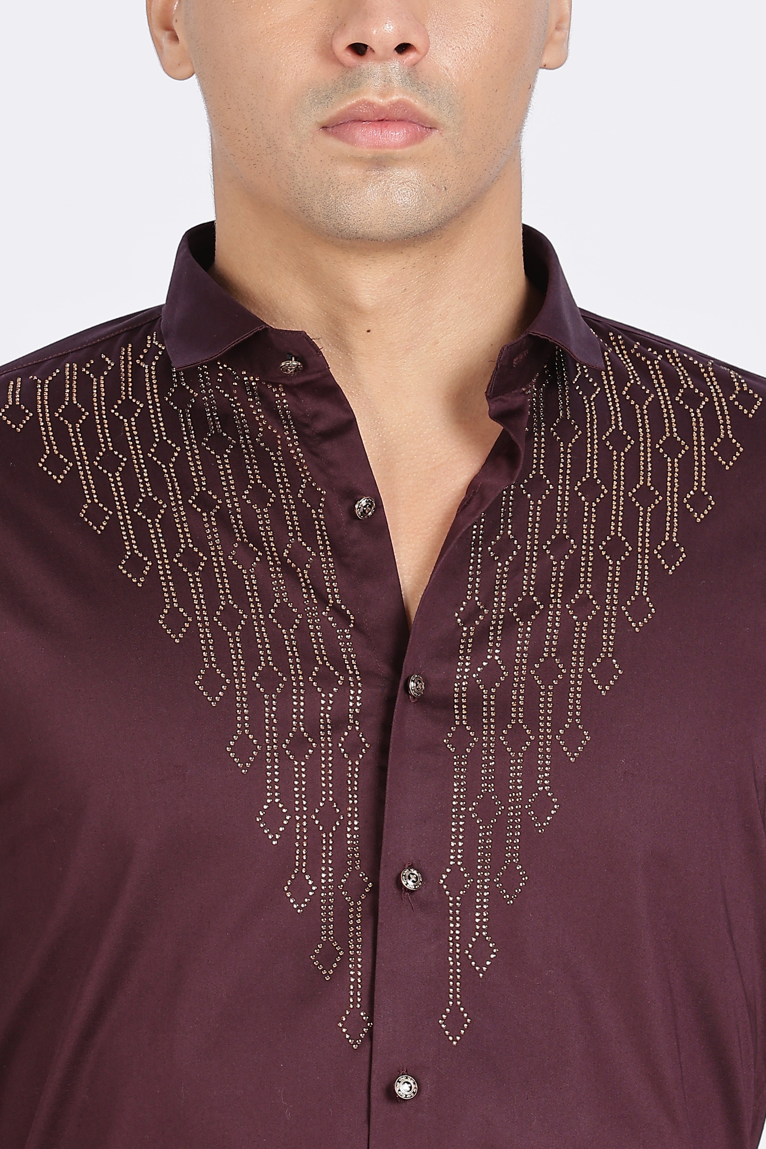 Maroon Dazzle Golden Accents Party wear Shirt