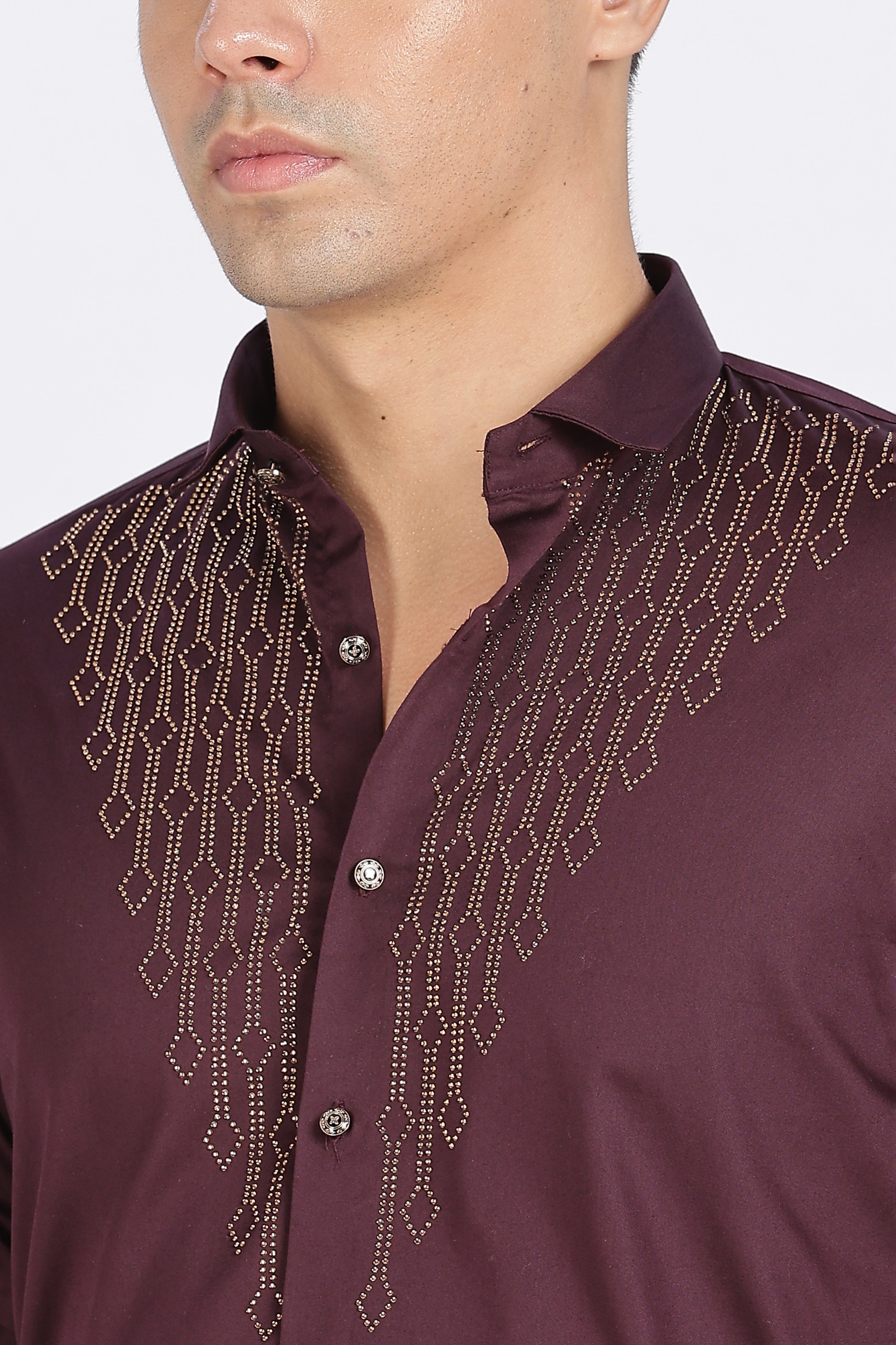 Maroon Dazzle Golden Accents Party wear Shirt