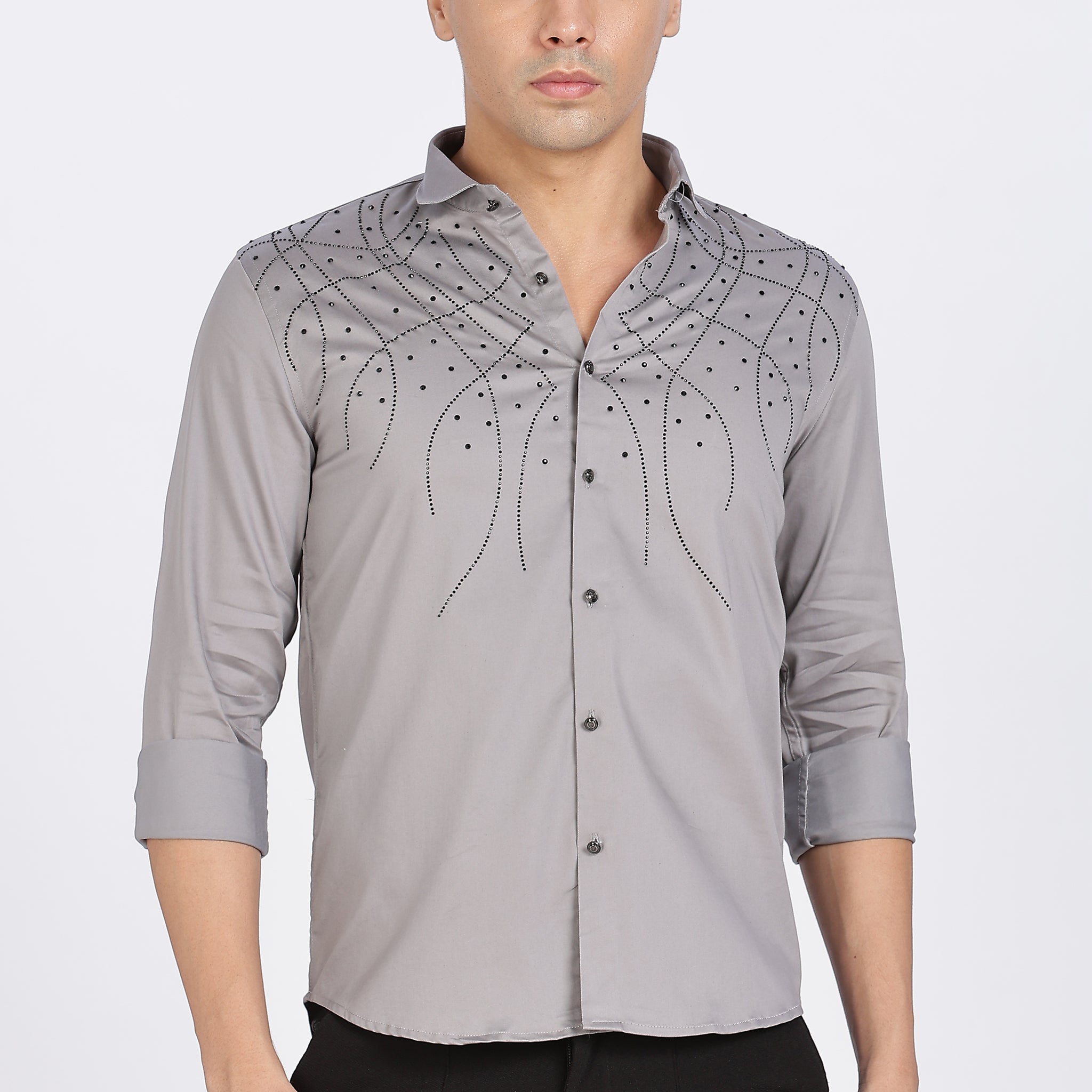 Grey Galaxy-Designer Full Sleeve Shirt (Article B0298)
