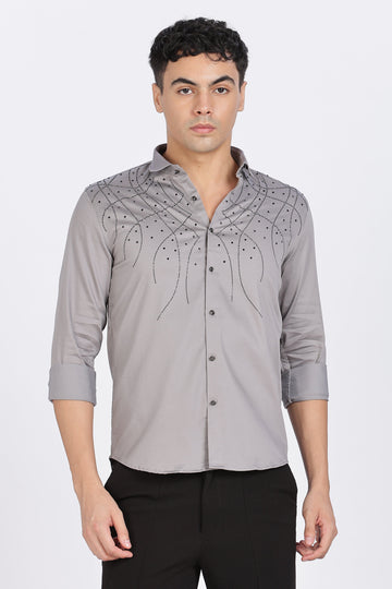 Grey Galaxy-Designer Full Sleeve Shirt