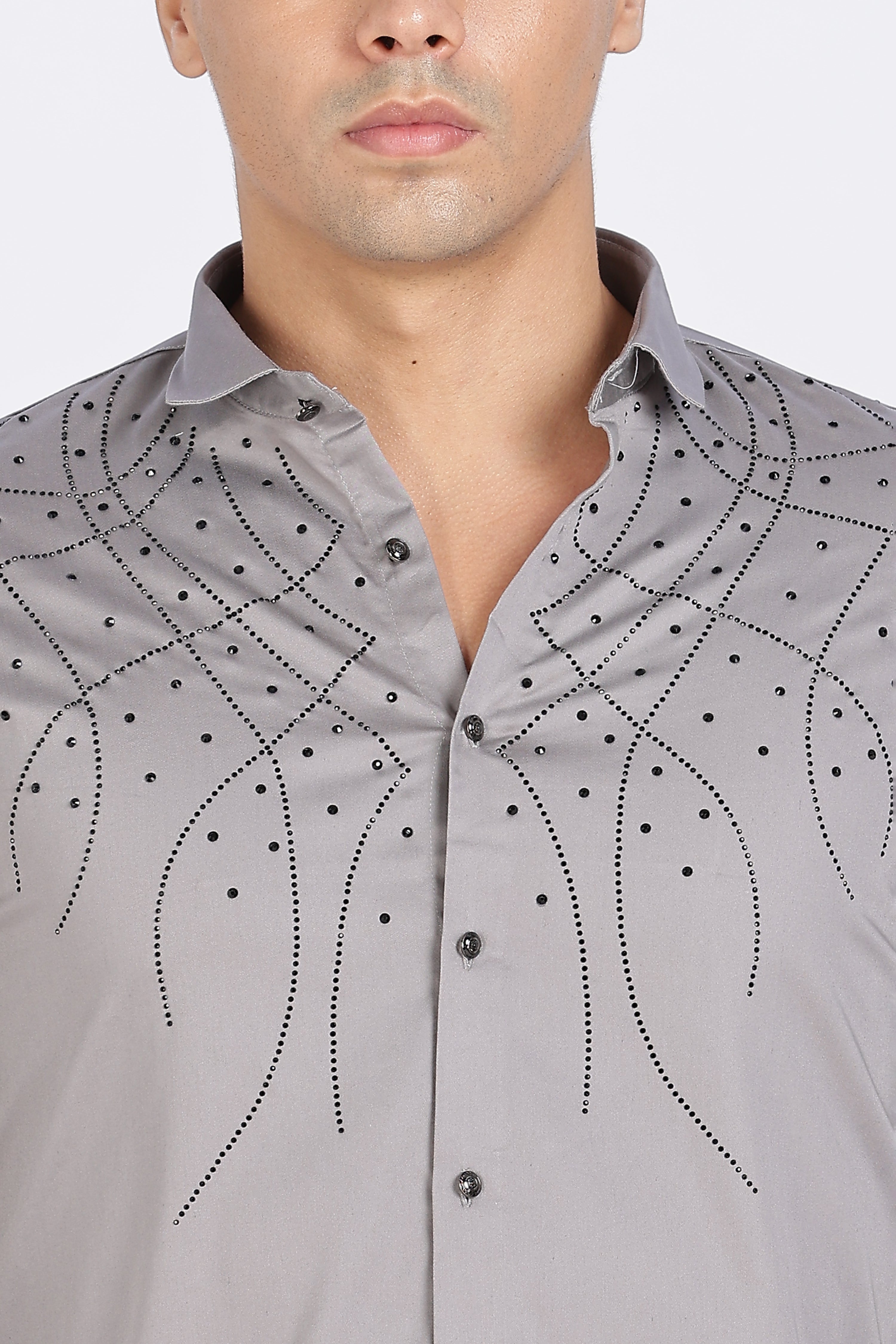 Grey Galaxy-Designer Full Sleeve Shirt