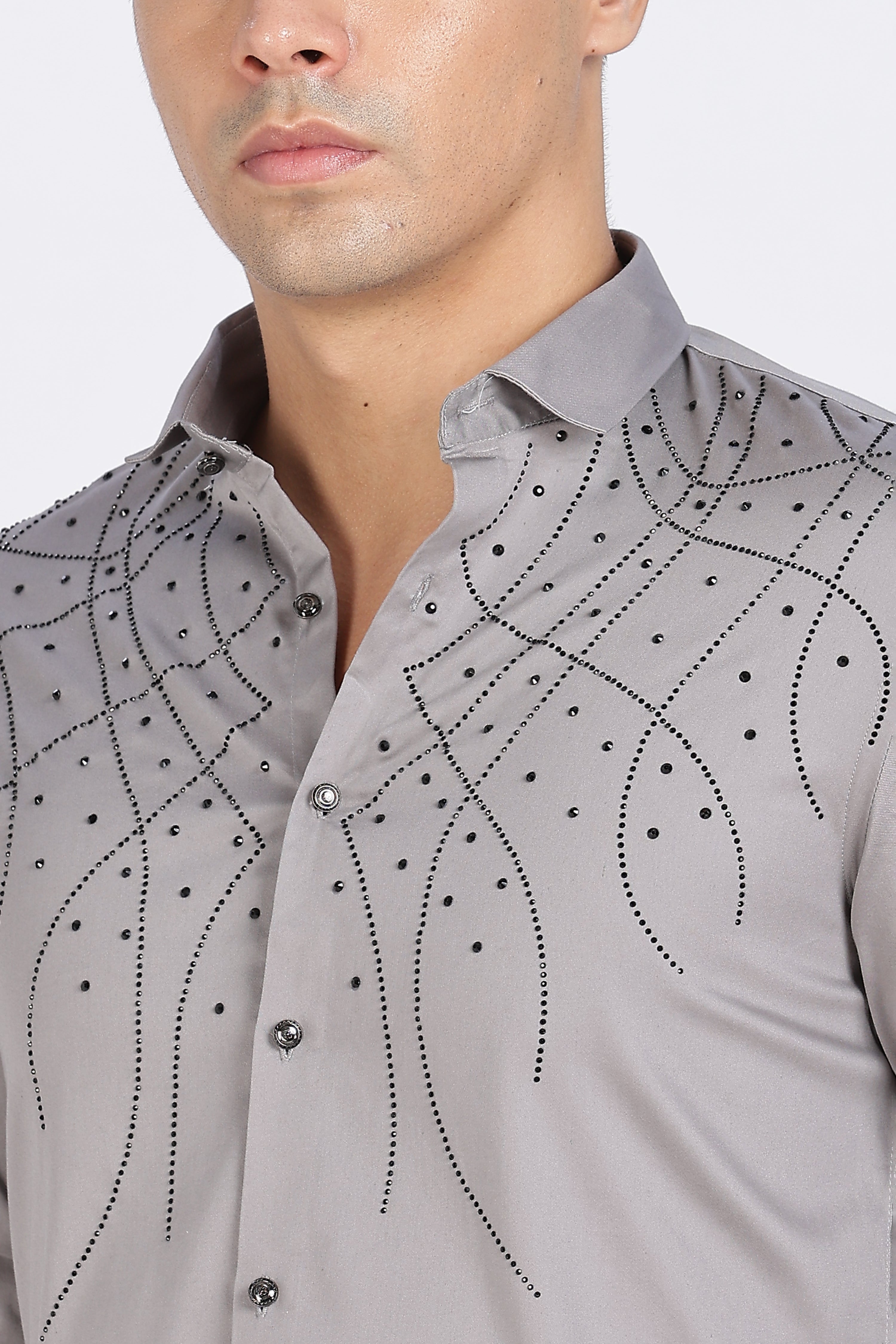 Grey Galaxy-Designer Full Sleeve Shirt