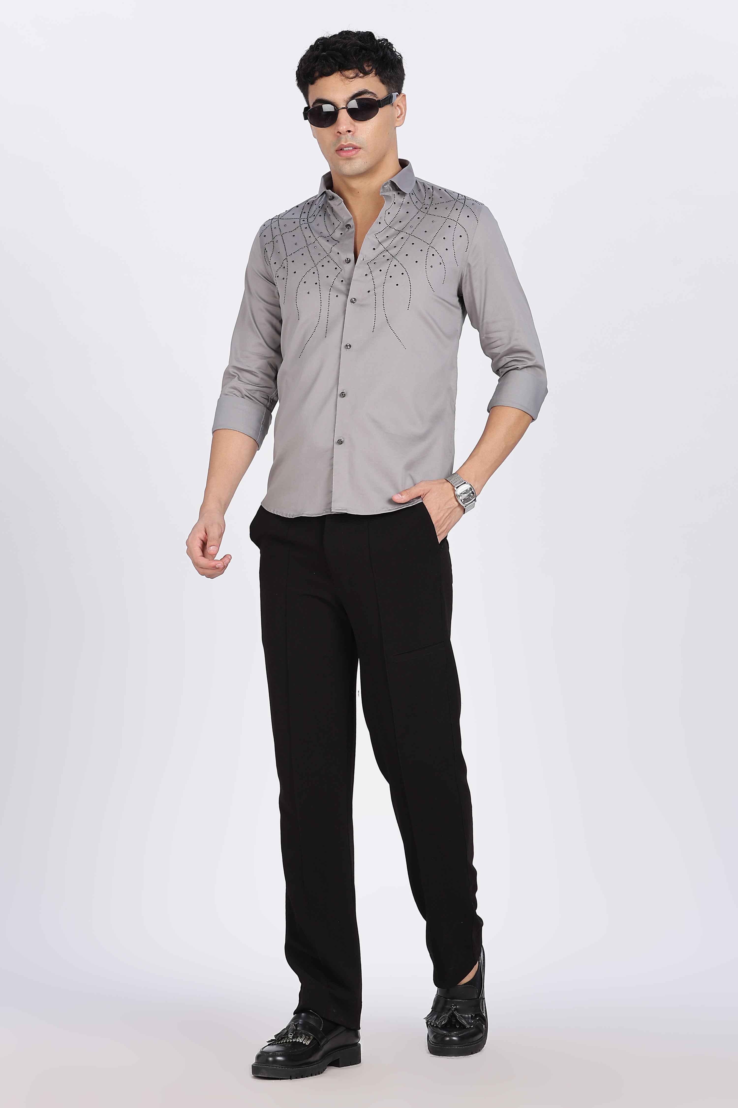 Grey Galaxy-Designer Full Sleeve Shirt