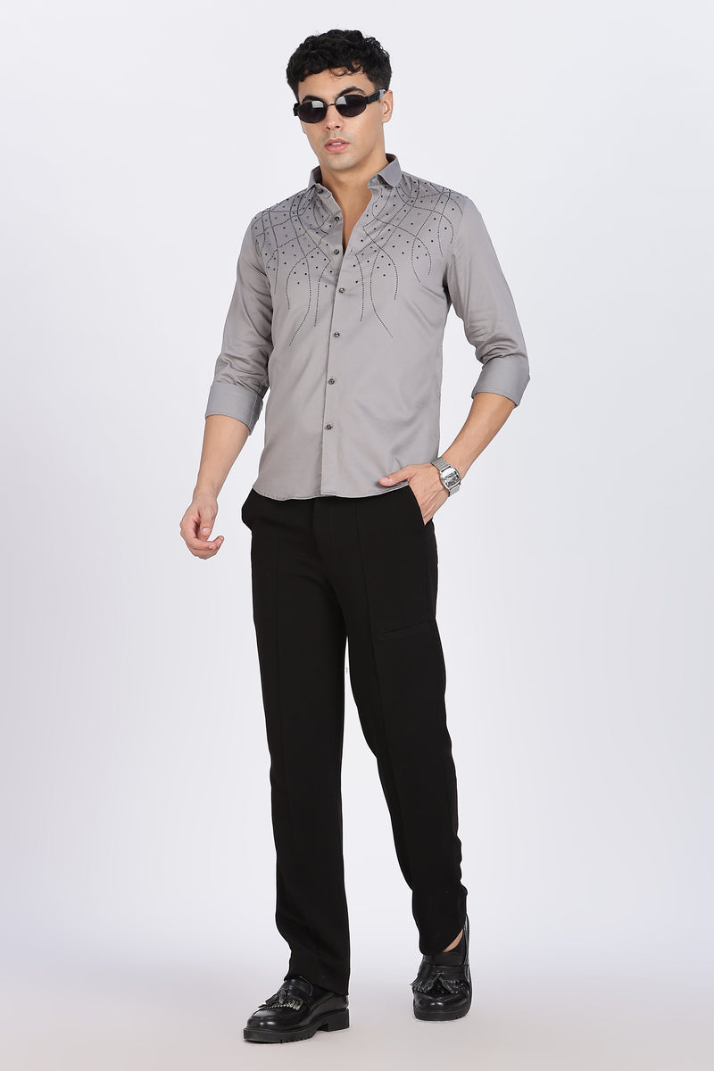 Grey Galaxy-Designer Full Sleeve Shirt