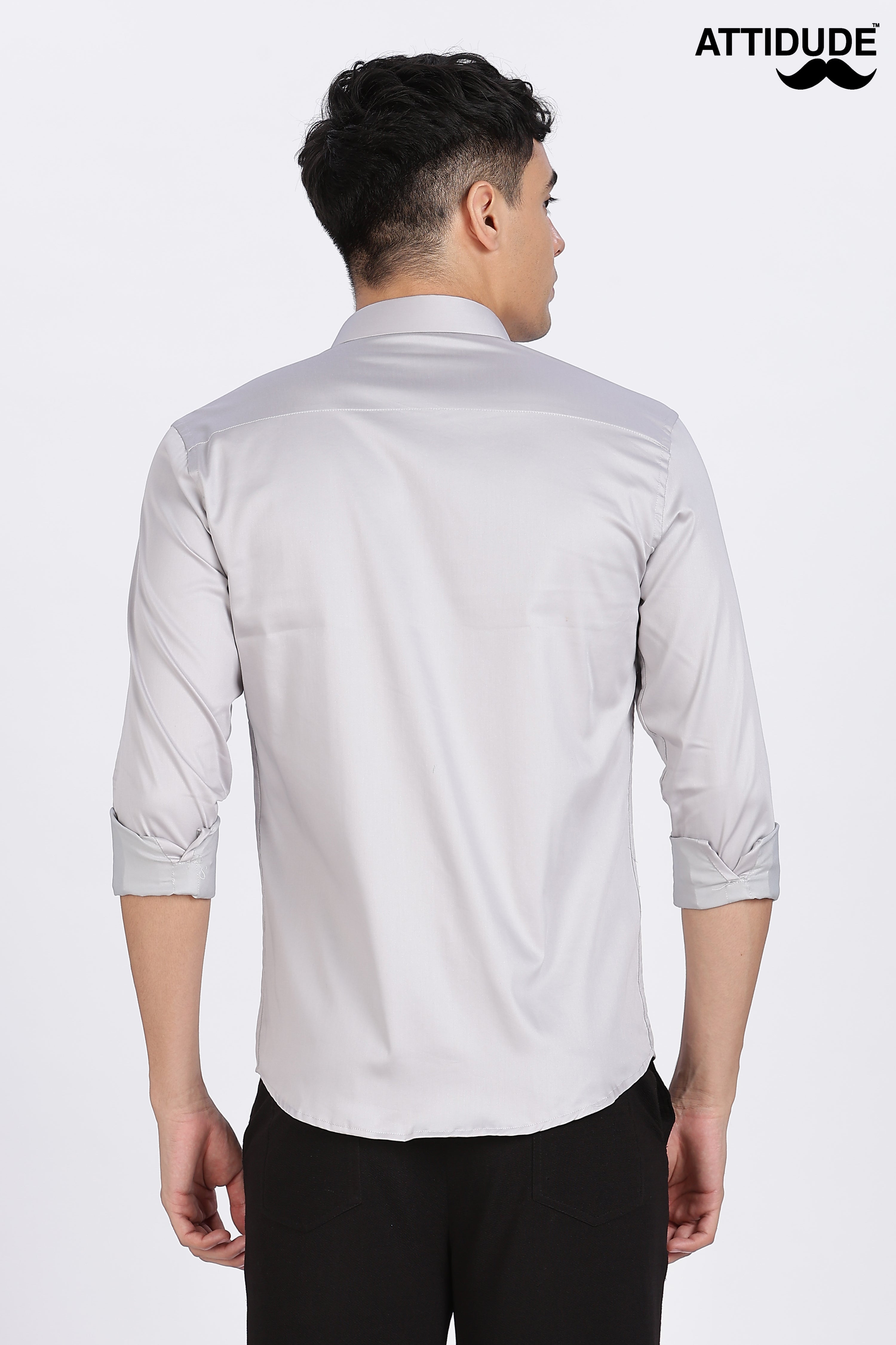 Grey Sparkly Beaded Full Sleeve Shirt