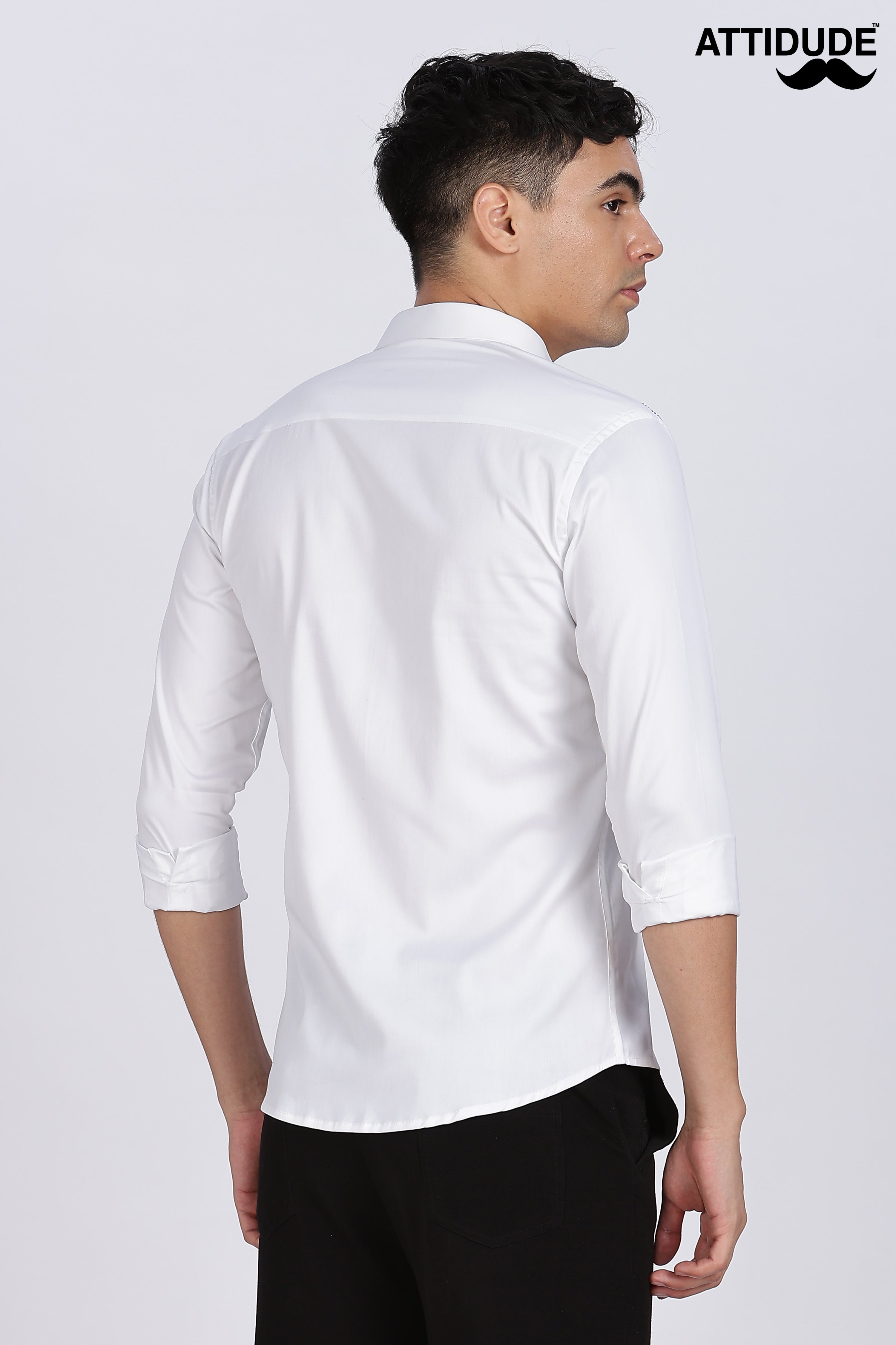 White Sparkly Beaded Full Sleeve Shirt