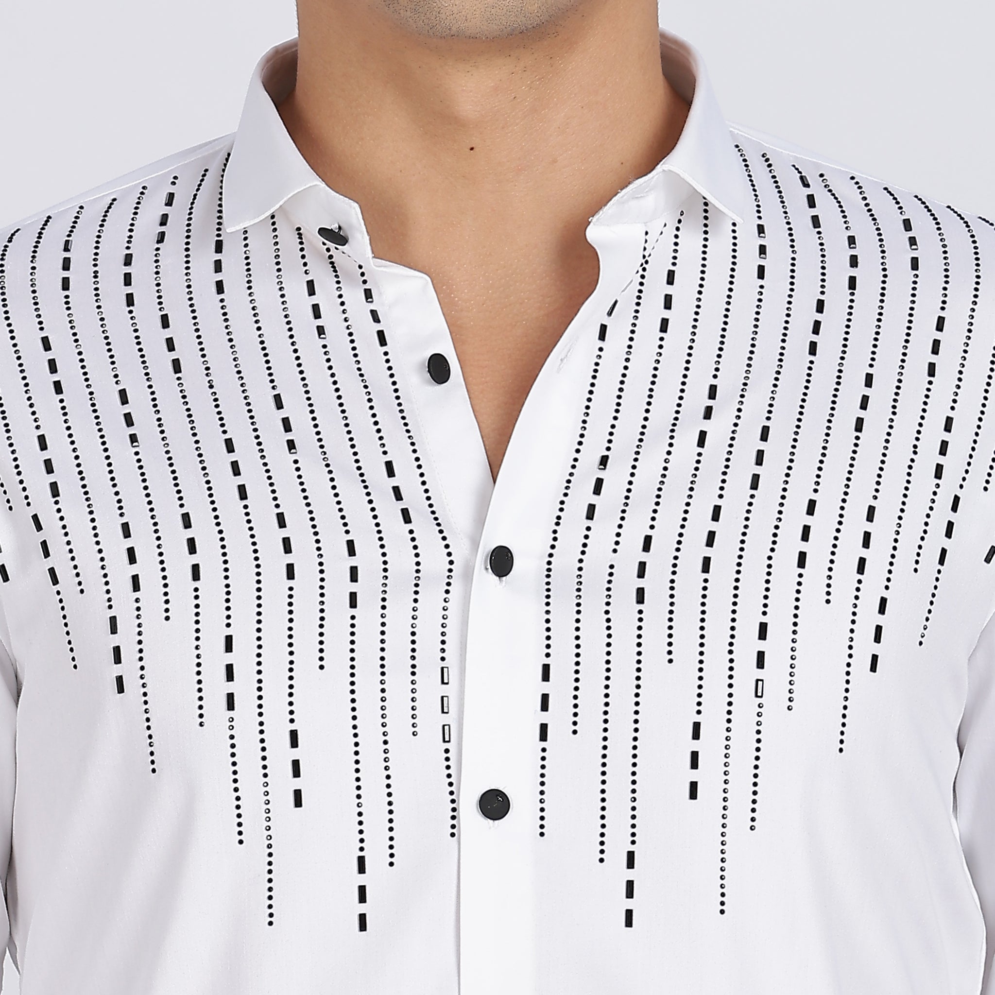 White Sparkly Beaded Full Sleeve Shirt (Article B0298)