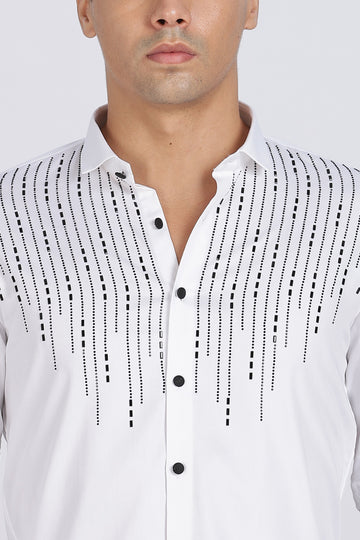 White Sparkly Beaded Full Sleeve Shirt