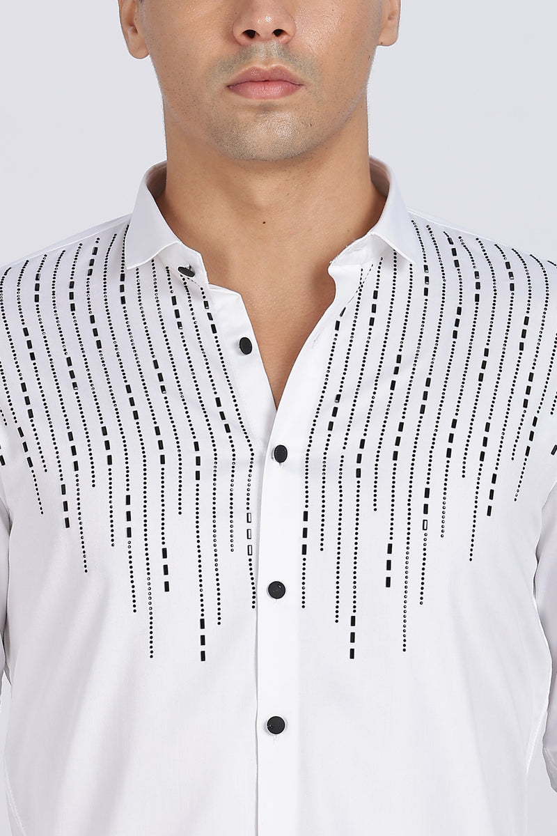 White Sparkly Beaded Full Sleeve Shirt