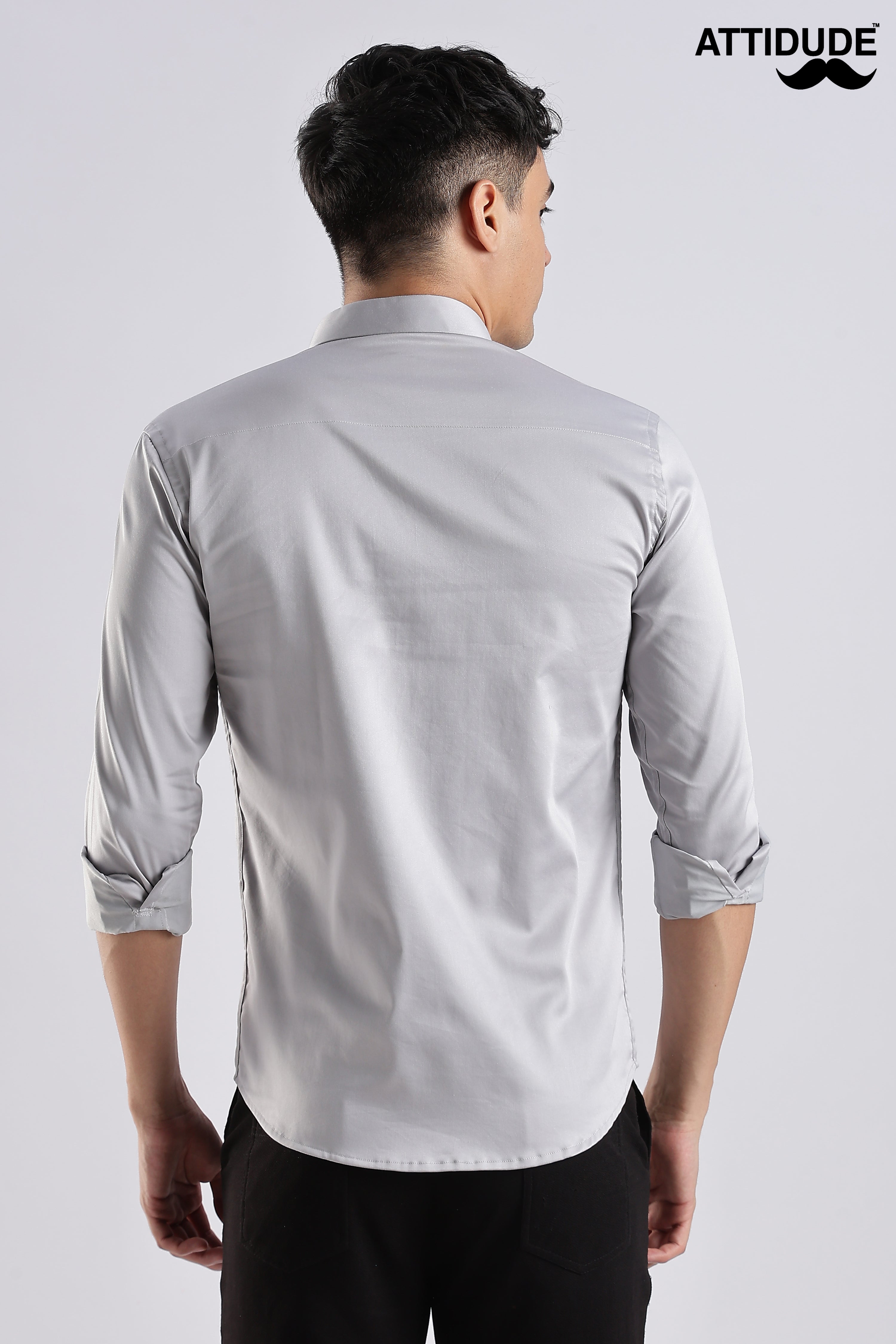 Grey Full Sleeve Stoned Shirt