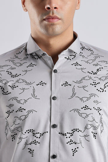 Grey Full Sleeve Stoned Shirt