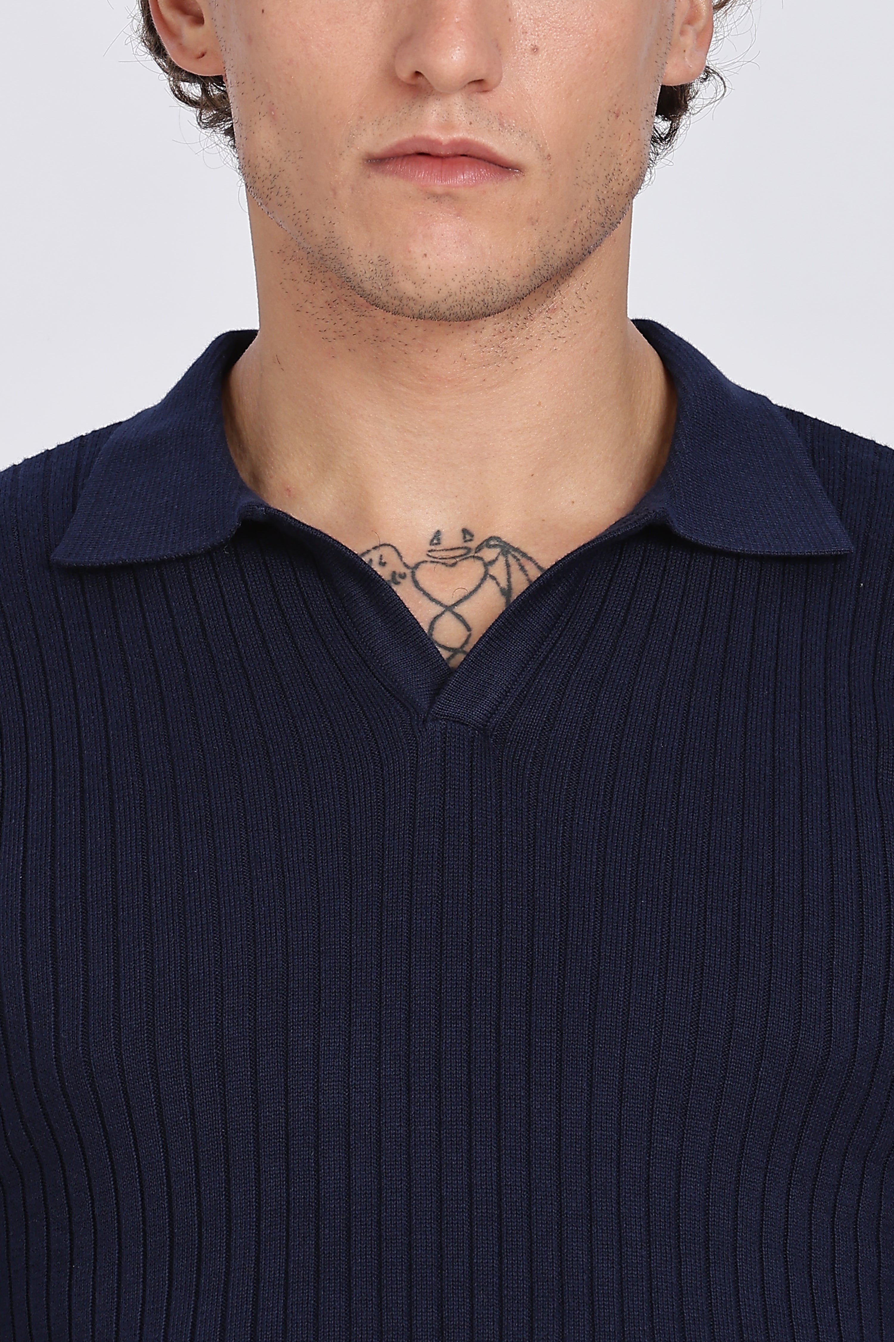 Blue Heritage Ribbed Knitted Polo