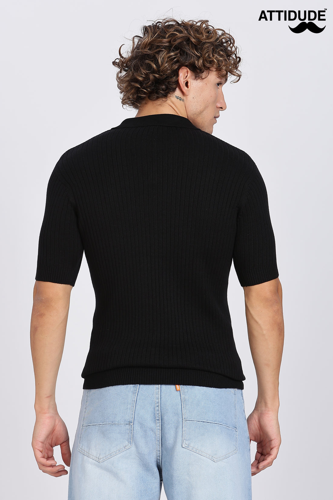 Black Heritage Ribbed knit Polo (Article B0263)