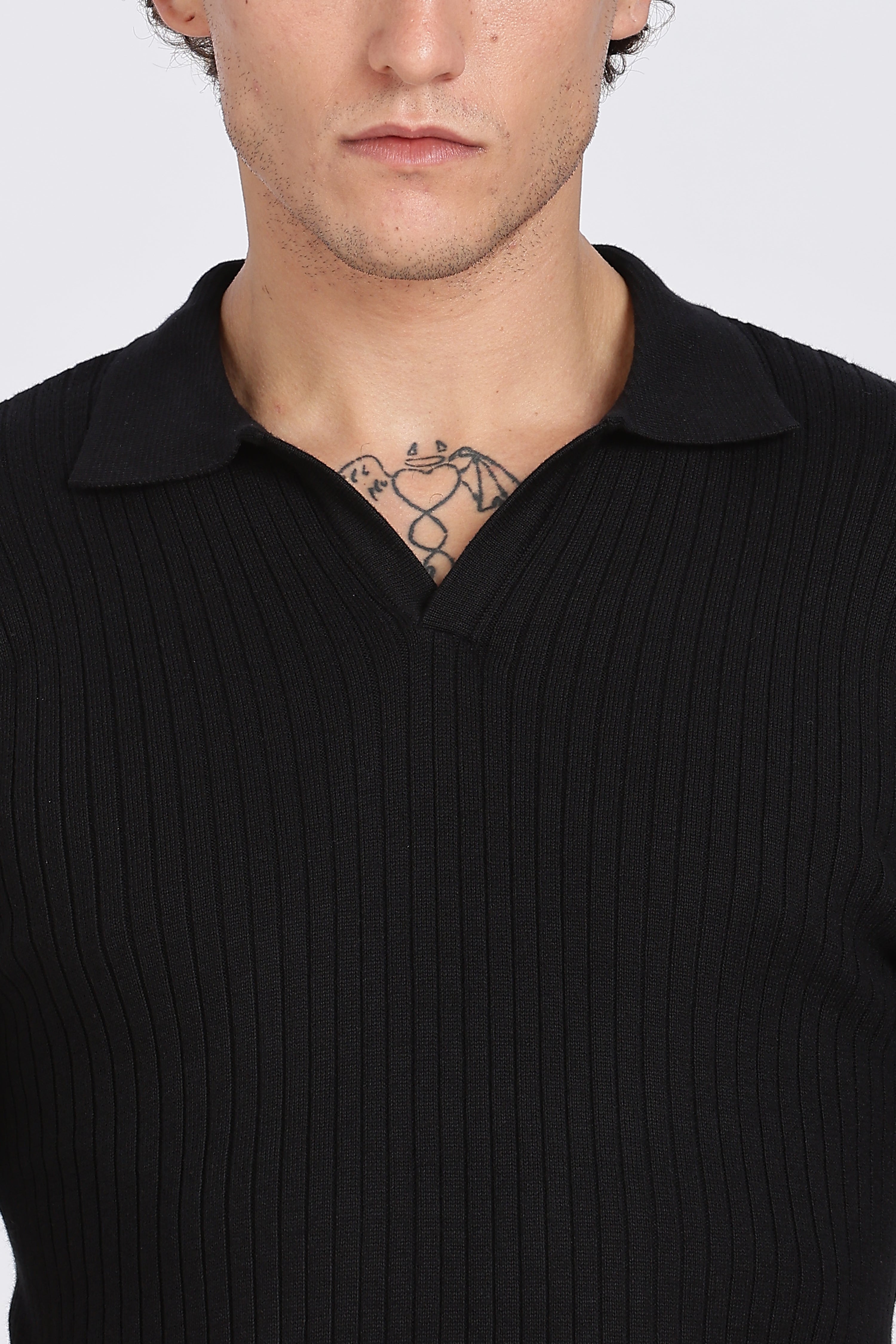 Black Heritage Ribbed Knittedted Polo